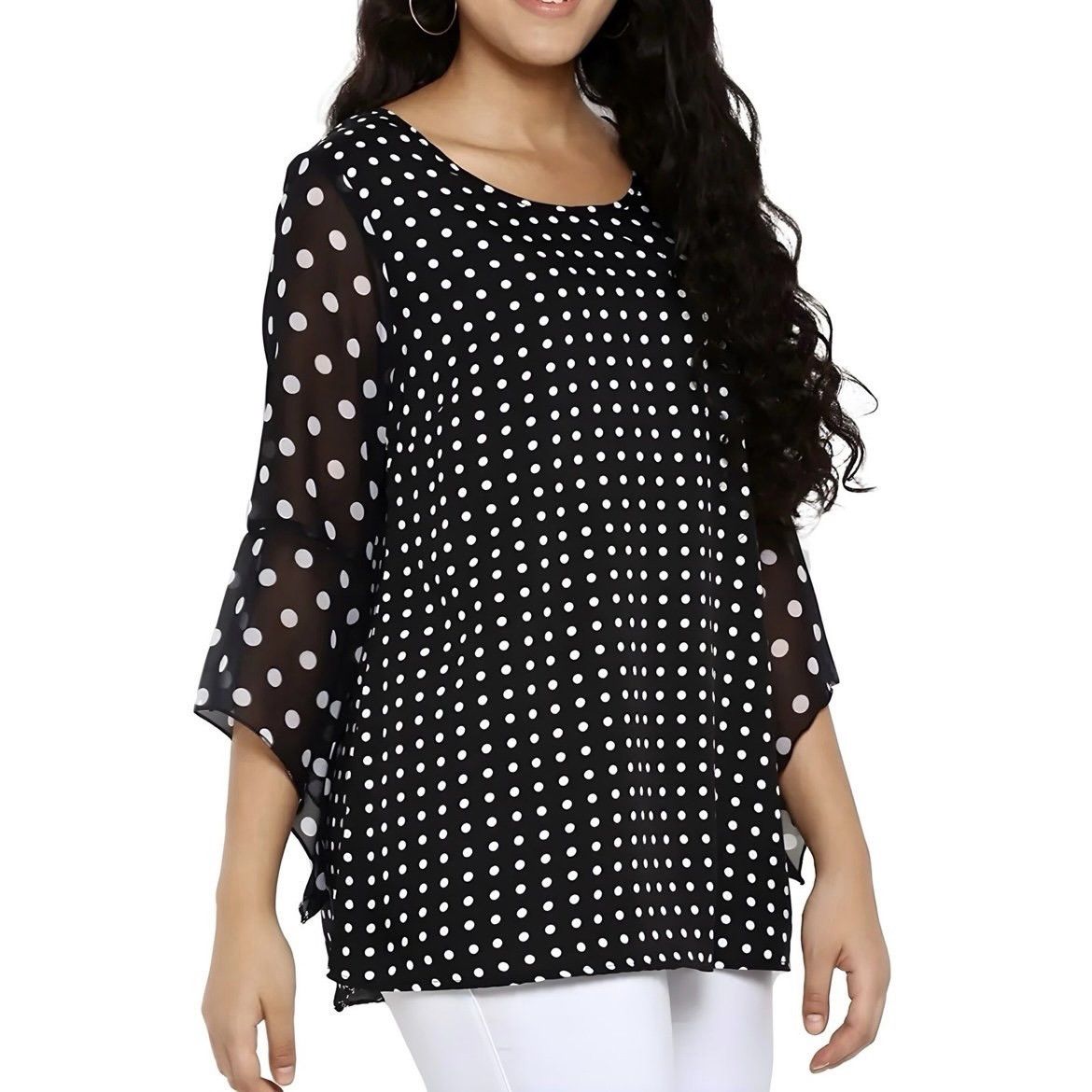 Other New Black & White Polka Dot 3/4 Bell Sleeve Top Women Small Size S / US 4 / IT 40 - 1 Thumbnail
