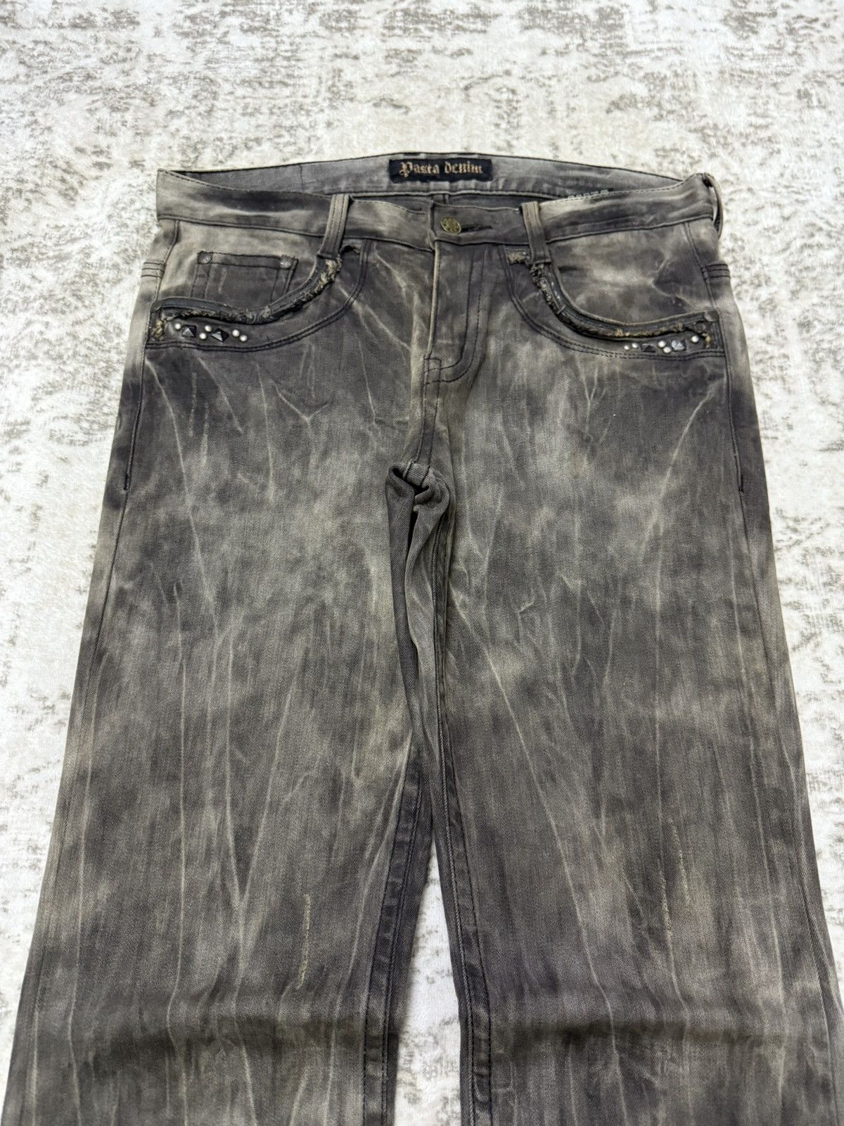 Japanese Brand Japanese Brand Pasta Denim Studded Waxed Coated Jeans Size US 30 / EU 46 - 8 Thumbnail