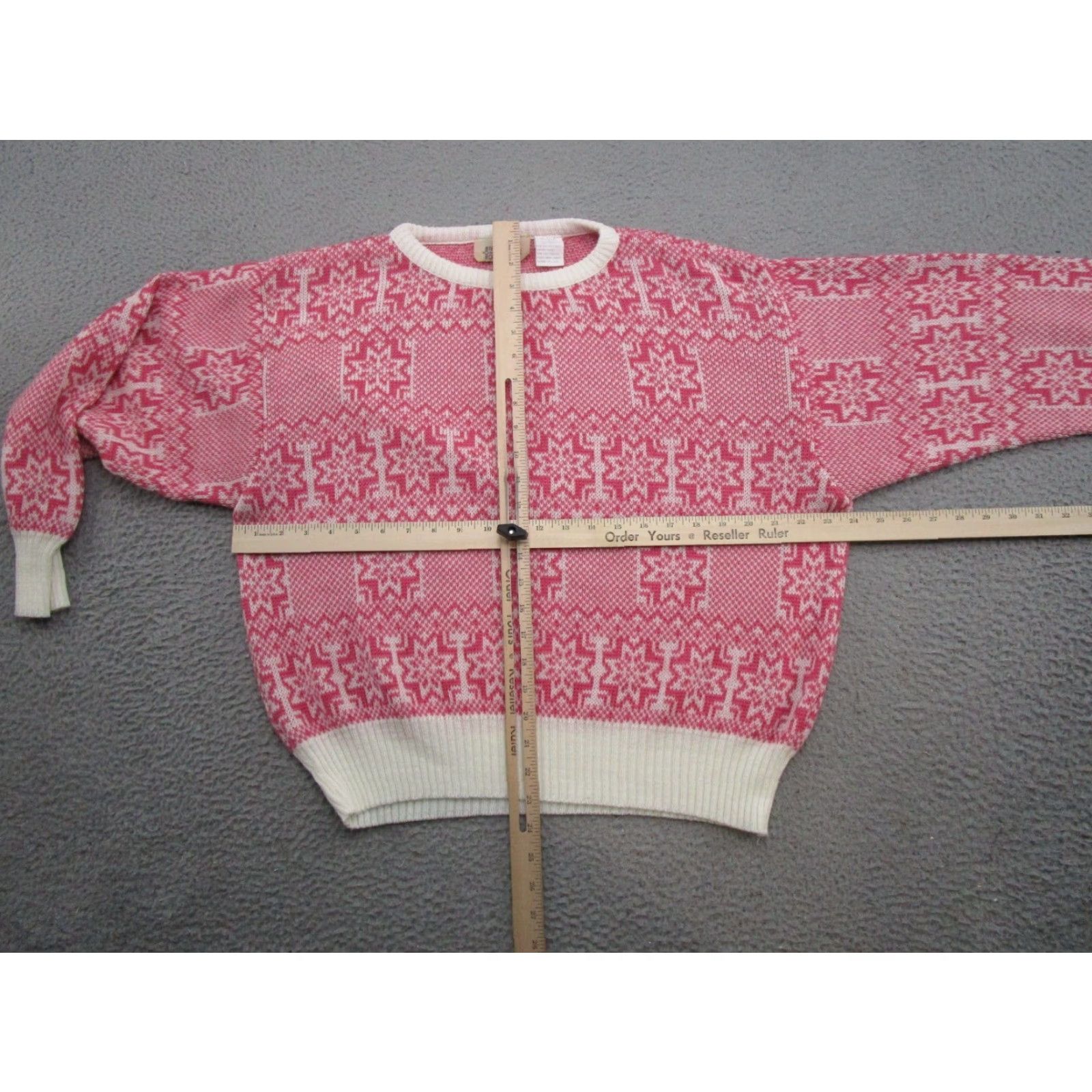 Vintage VINTAGE 90s Fashion Crossroads Nordic Snowflake Fair Isle Knit Sweater Pink SZ M Women Pullover Knit Pattern Fair Isle 90s Womens Size M / US 6-8 / IT 42-44 - 3 Thumbnail