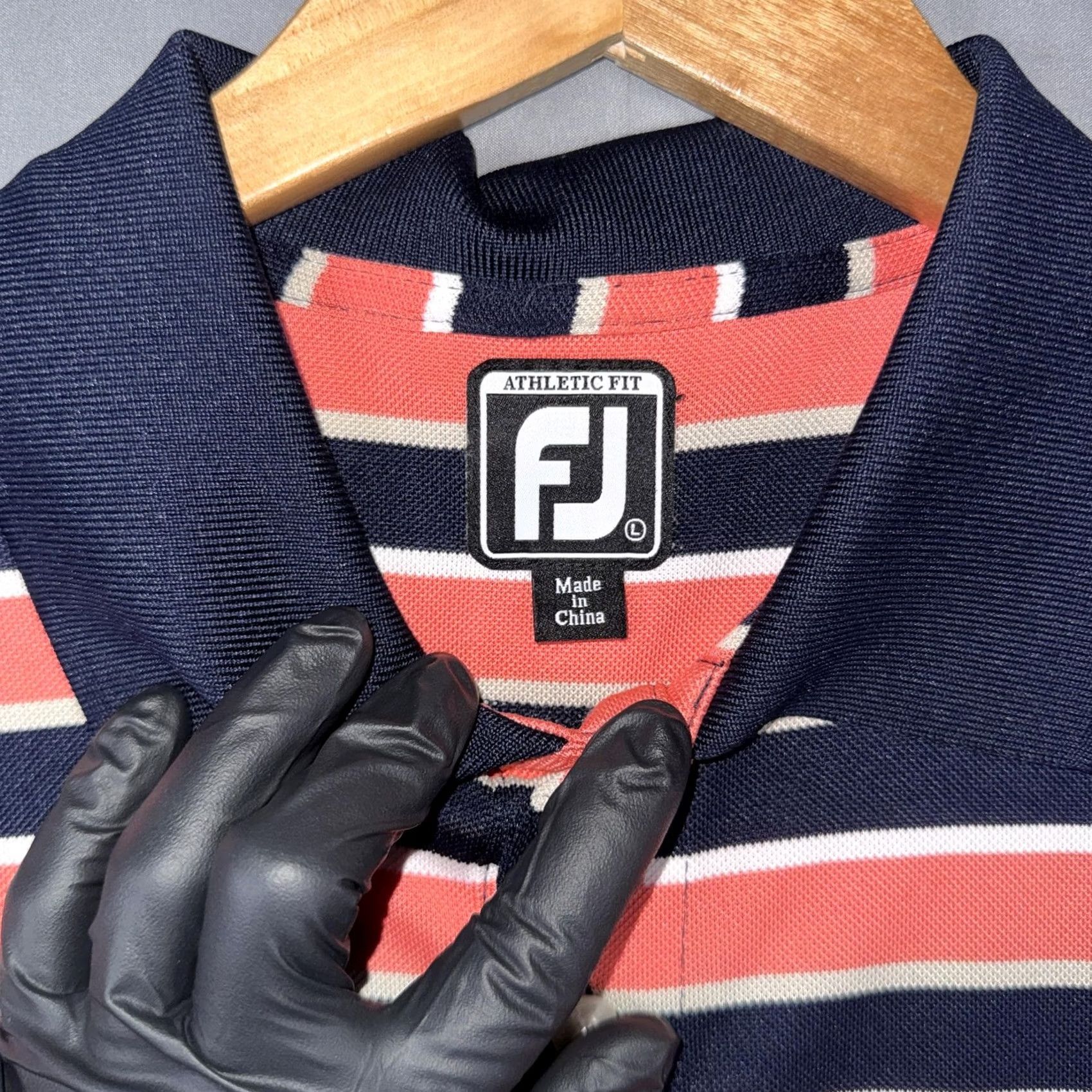 Footjoy FootJoy Polo Shirt Golf Athletic Fit Performance Mens Large Blue Stripe Size US L / EU 52-54 / 3 - 3 Thumbnail