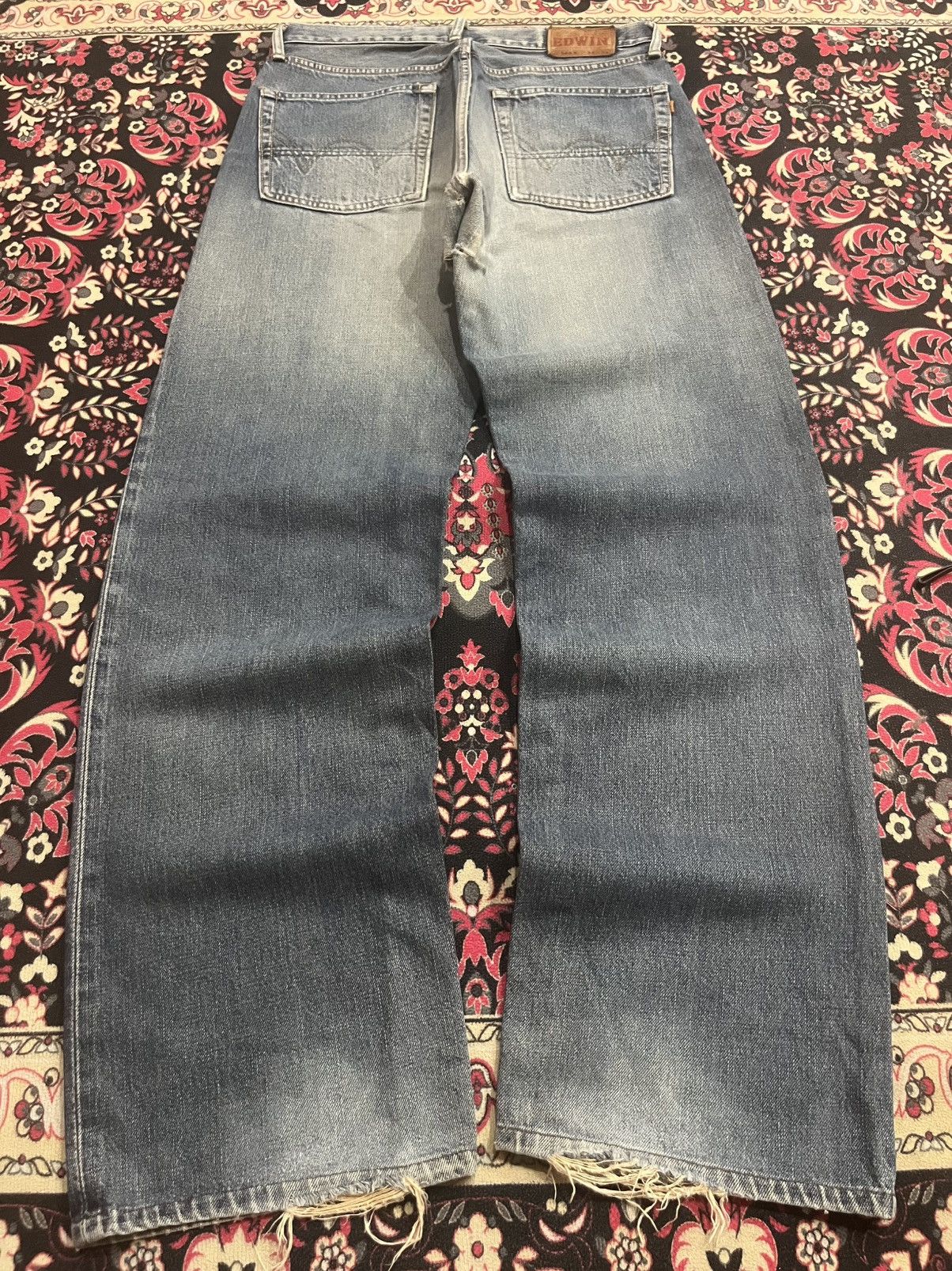 Edwin Vintage Edwin 505X Blue Washed Selvedge Frayed Leg Jeans Size US 32 / EU 48 - 2 Thumbnail