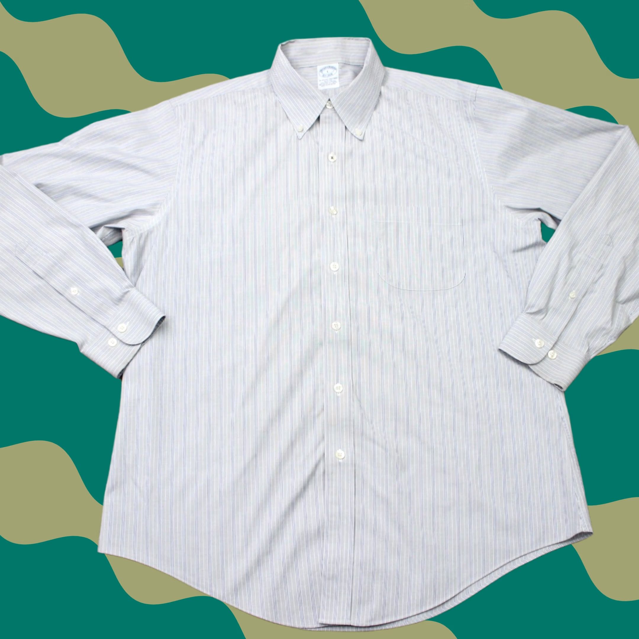 Brooks Brothers Brooks Brothers Shirt Mens Large Gray Slim Fit Non-Iron Stretch Long Sleeve Button-Up Size US L / EU 52-54 / 3 - 1 Thumbnail