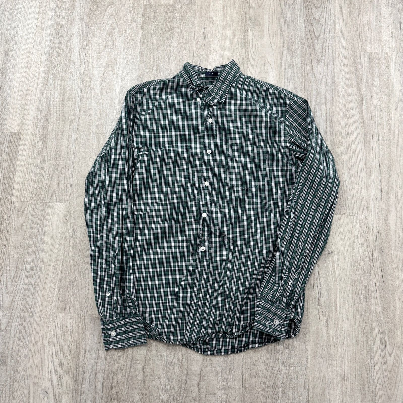 J.Crew J Crew Flex Washed Shirt Men's Medium Green Plaid Check Slim Size US M / EU 48-50 / 2 - 2 Thumbnail