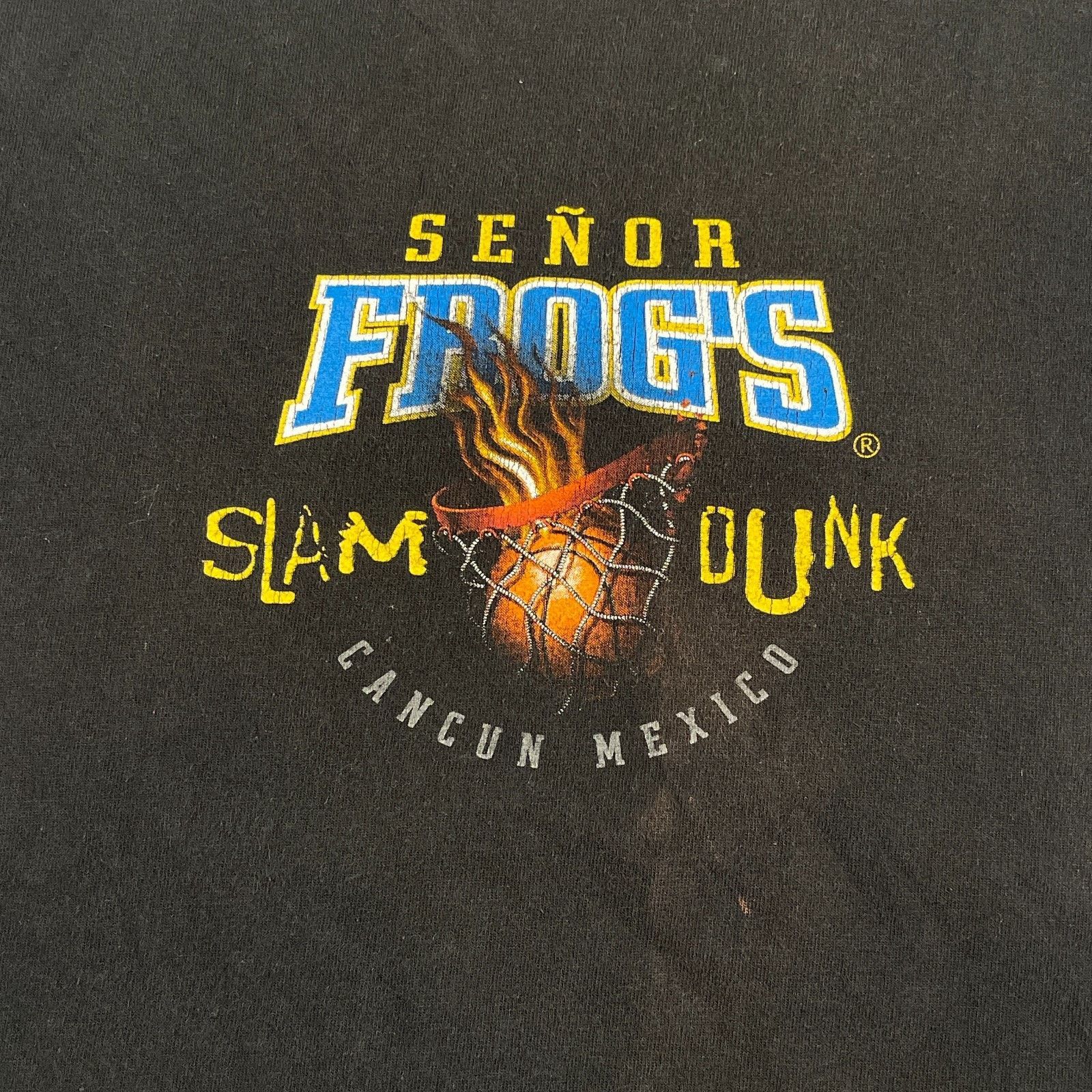 American Apparel × Vintage Señor Frogs Slam Dunk souvenir Black Tee T Shirt size Small Size US S / EU 44-46 / 1 - 2 Thumbnail
