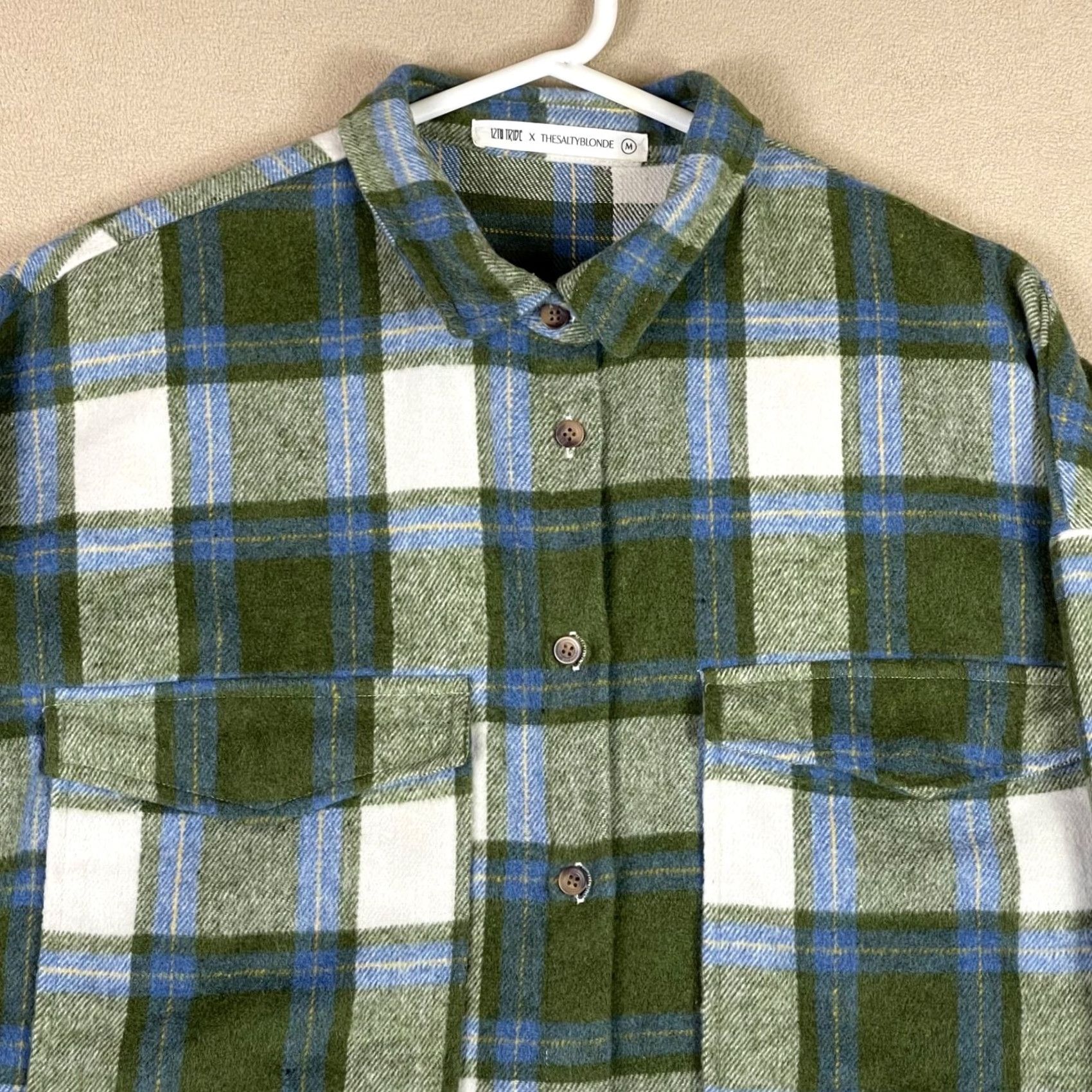 Vintage 12Th Tribe X The Salty Blonde Women's M Flannel Shirt Jacket Chest Pocket Green Size M / US 6-8 / IT 42-44 - 2 Thumbnail