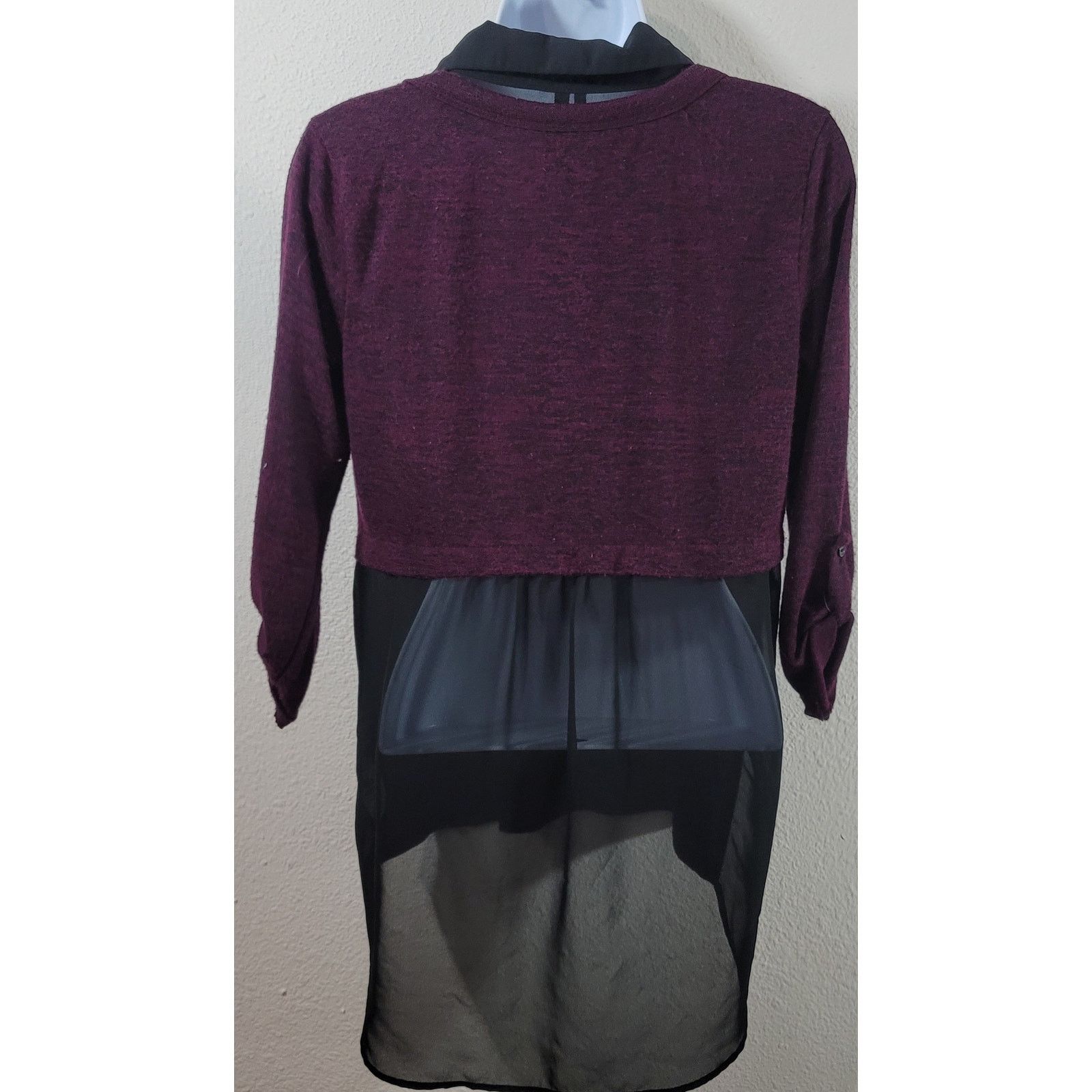 Other Maurices Burgundy Marled Hi Low Layered Top Medium Stretchy Size M / US 6-8 / IT 42-44 - 2 Thumbnail