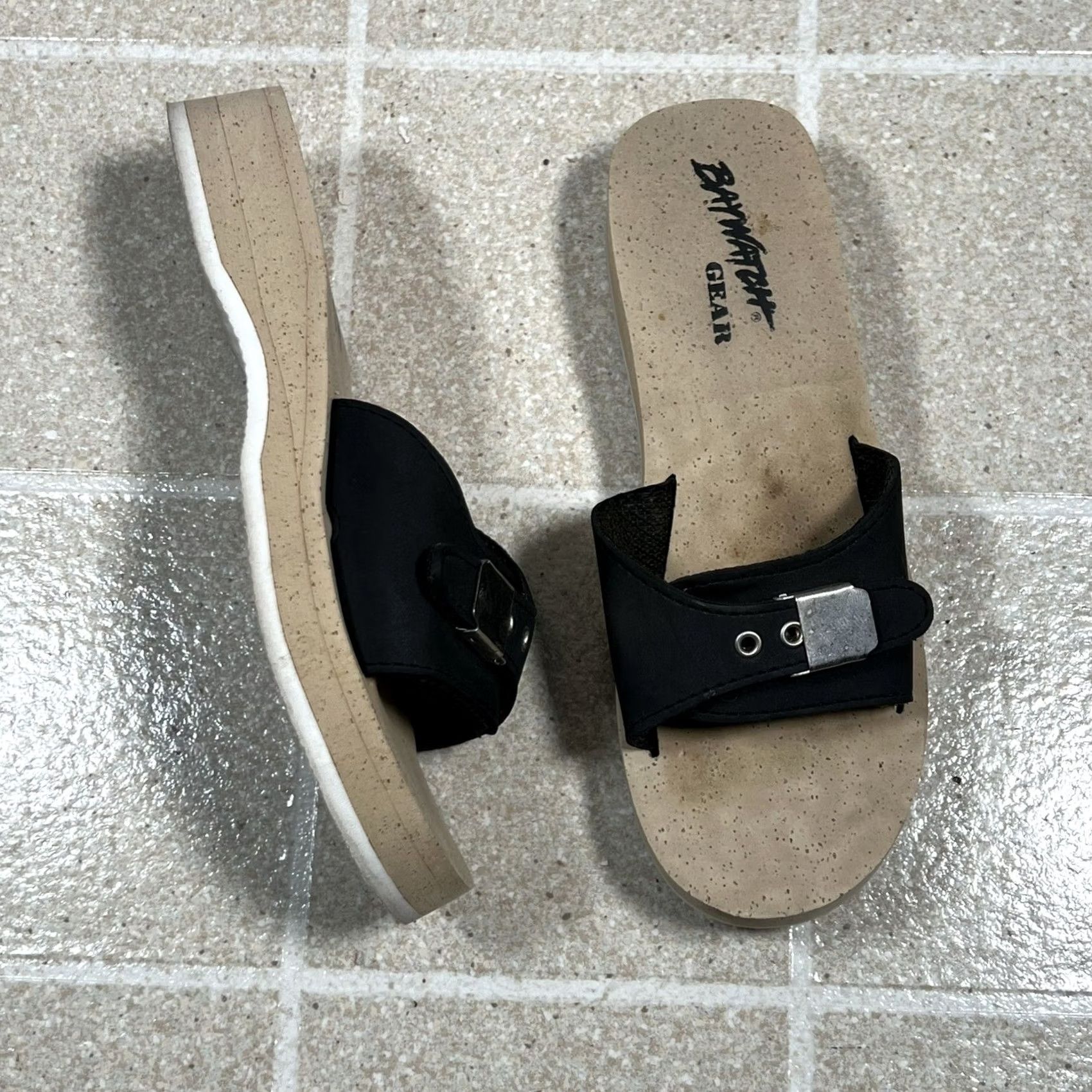 Vintage Baywatch Gear Sandals Women Sandal 7 Black Flip Flop Synthetic Unbranded Shoes Mens? Size US 7 / IT 37 - 2 Thumbnail