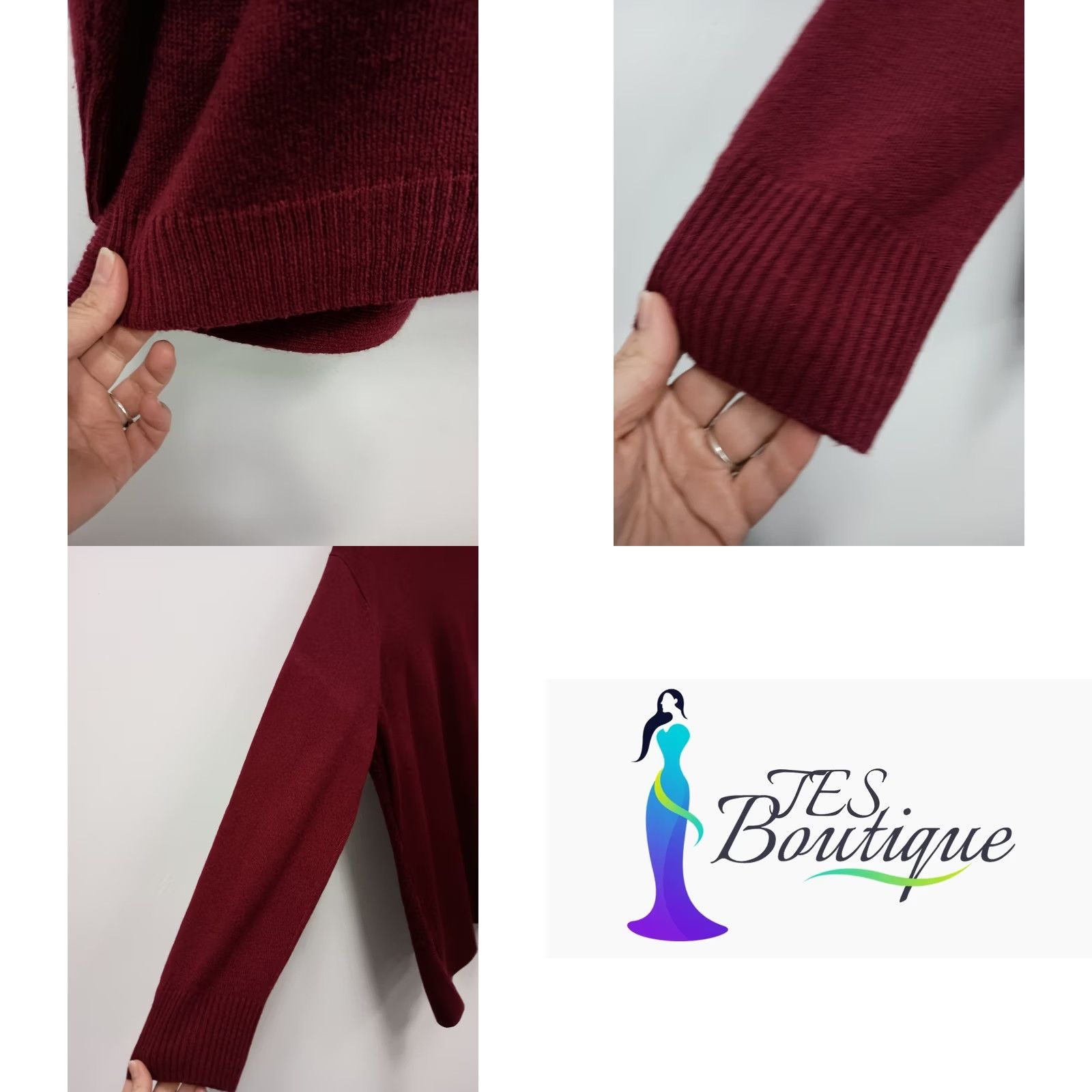 Vintage Napa Valley BOHO Cardigan Womens 2X Maroon Pointelle Knit Open Front Casual Knit Sweater Size XXL / US 16-18 / IT 52-54 - 8 Thumbnail