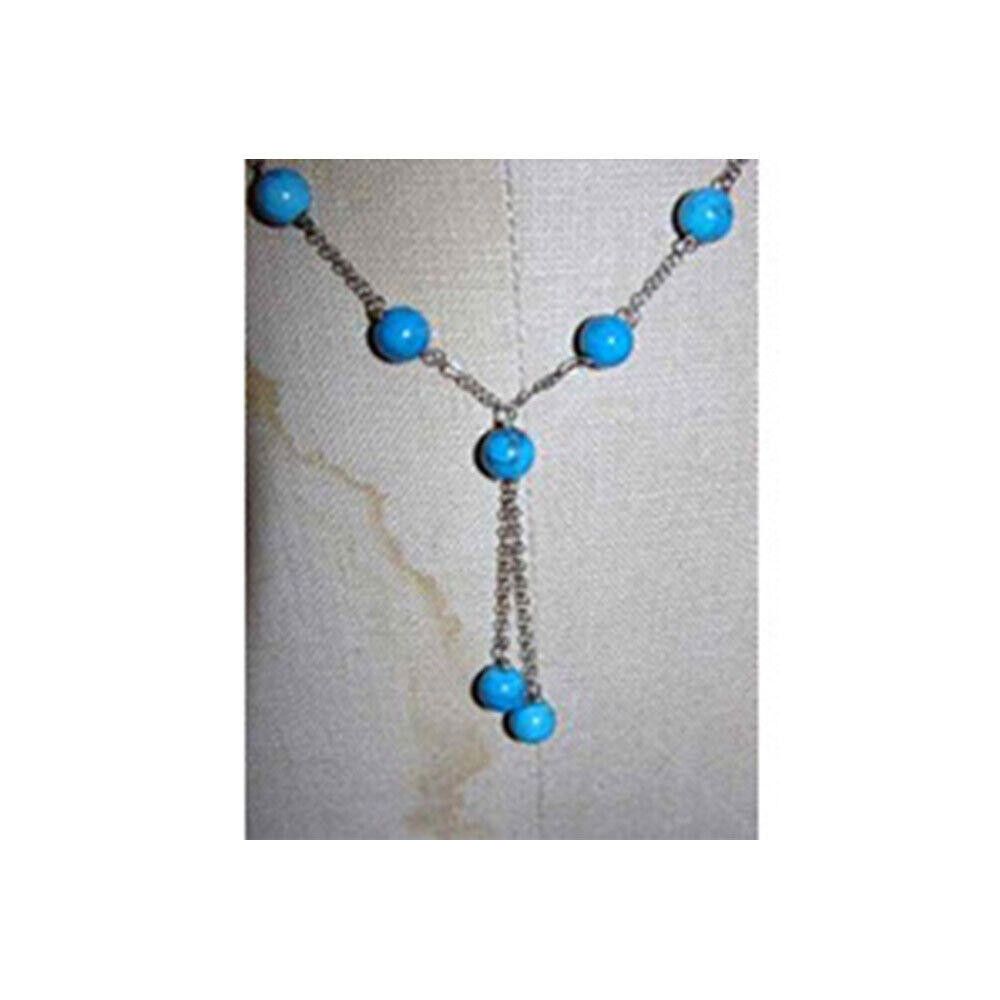 Designer Turquoise Bead Sterling Silver Chain Tassel Necklace Size ONE SIZE - 2 Thumbnail