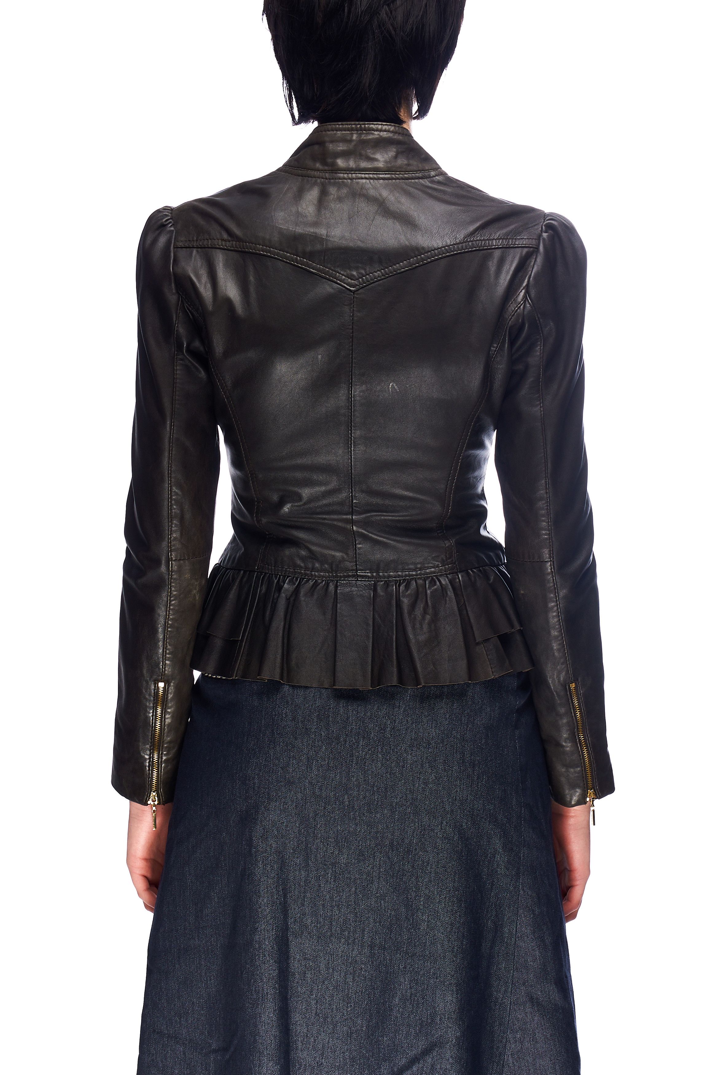 Ted Baker TED BAKER Jacket Brown Leather Womens Peplum Size 1 S Grailed