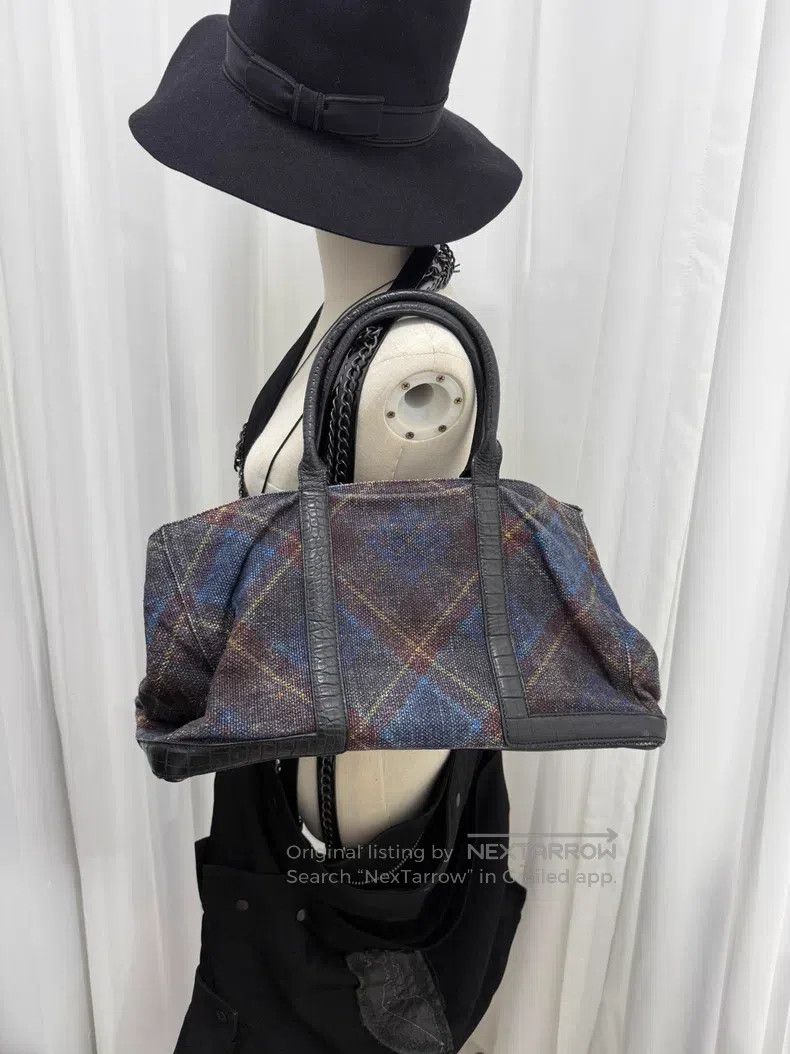 Dries Van Noten Dries Van Noten Blue and purple plaid and crocodile patter Size ONE SIZE - 1 Thumbnail