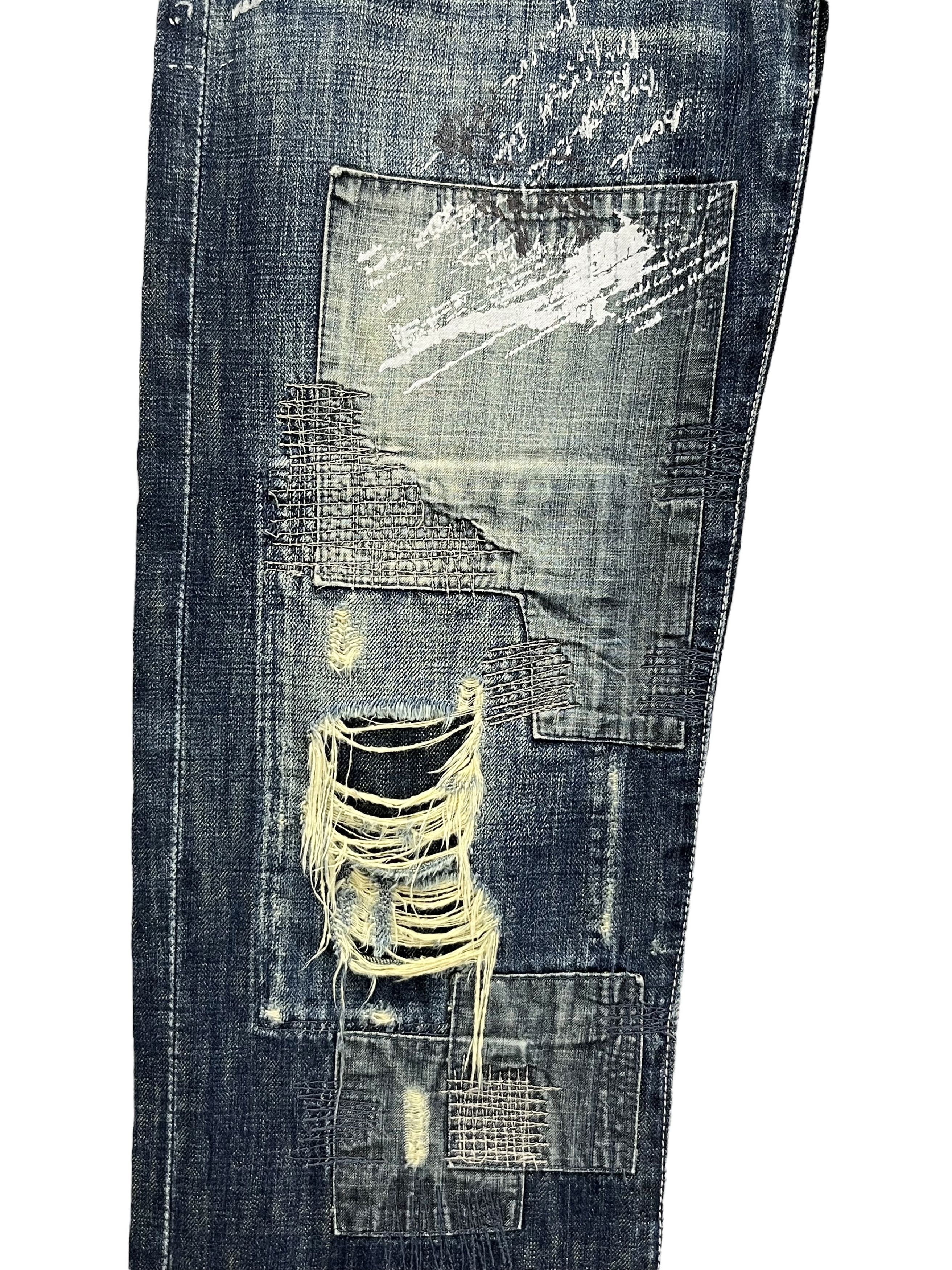 Global Work 🔥GRUNGE KurtCobain Inspired Boro Patchwork Undercover Style Size US 31 - 4 Thumbnail