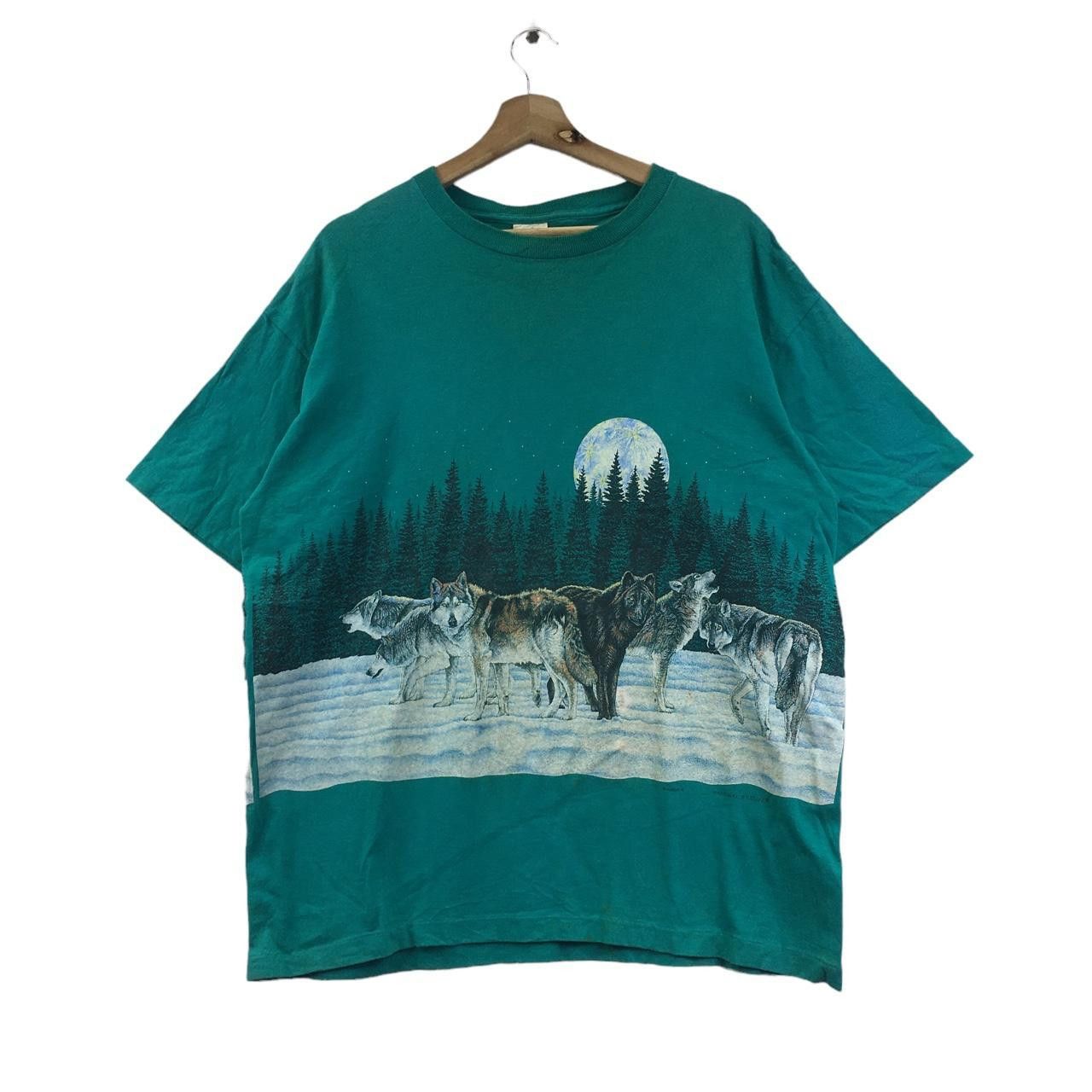 Habitat Vtg 90’ HABITAT WILD WOLF Full Moon Nature Tee Shirt Size US L / EU 52-54 / 3 - 1 Thumbnail