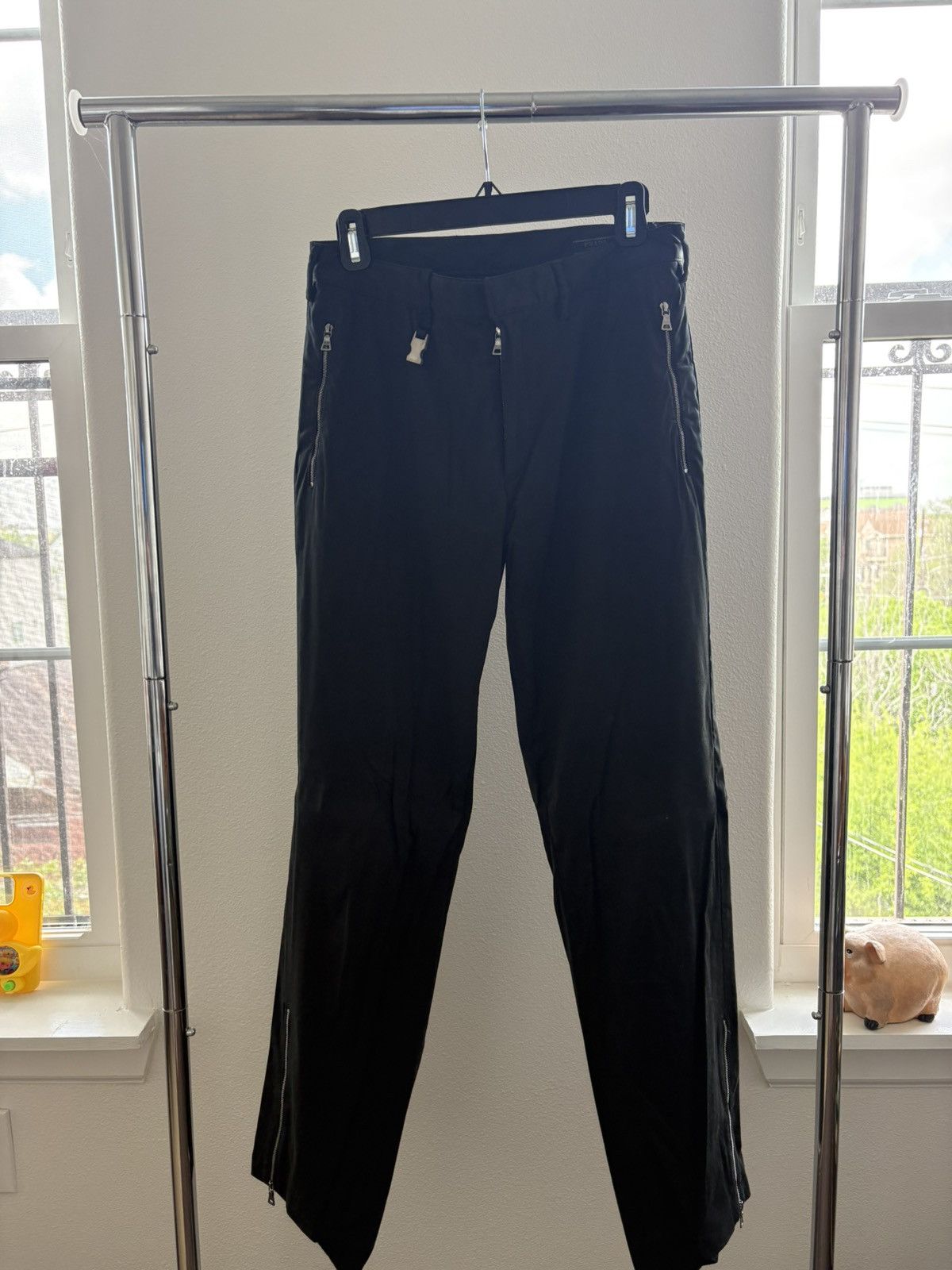 Prada Black Ankle Zipper Pants metal buckle Size US 30 / EU 46 - 4 Thumbnail