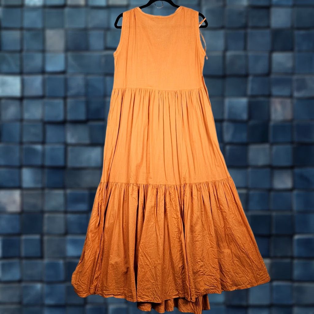 Vintage Matta Women's V-Neck Maxi Sleeveless Circe Dress S Orange Solid Dress Maxi Women's S Orange Circe 90s? Size S / US 4 / IT 40 - 1 Thumbnail