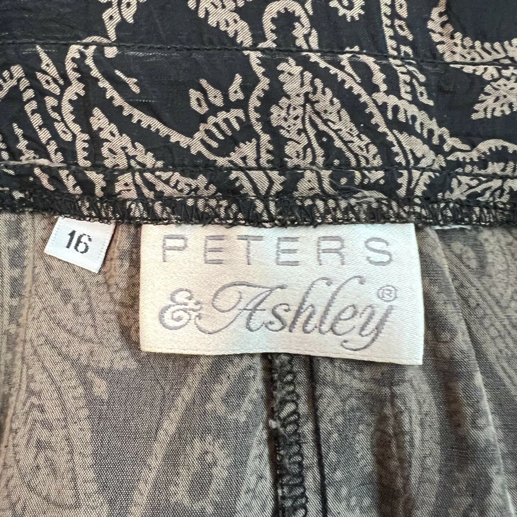 Vintage Peters & Ashley Womens Pleated Front Paisley Print Black A-Line Skirt Size 16 Size 38" / US 16 / IT 52 - 6 Thumbnail