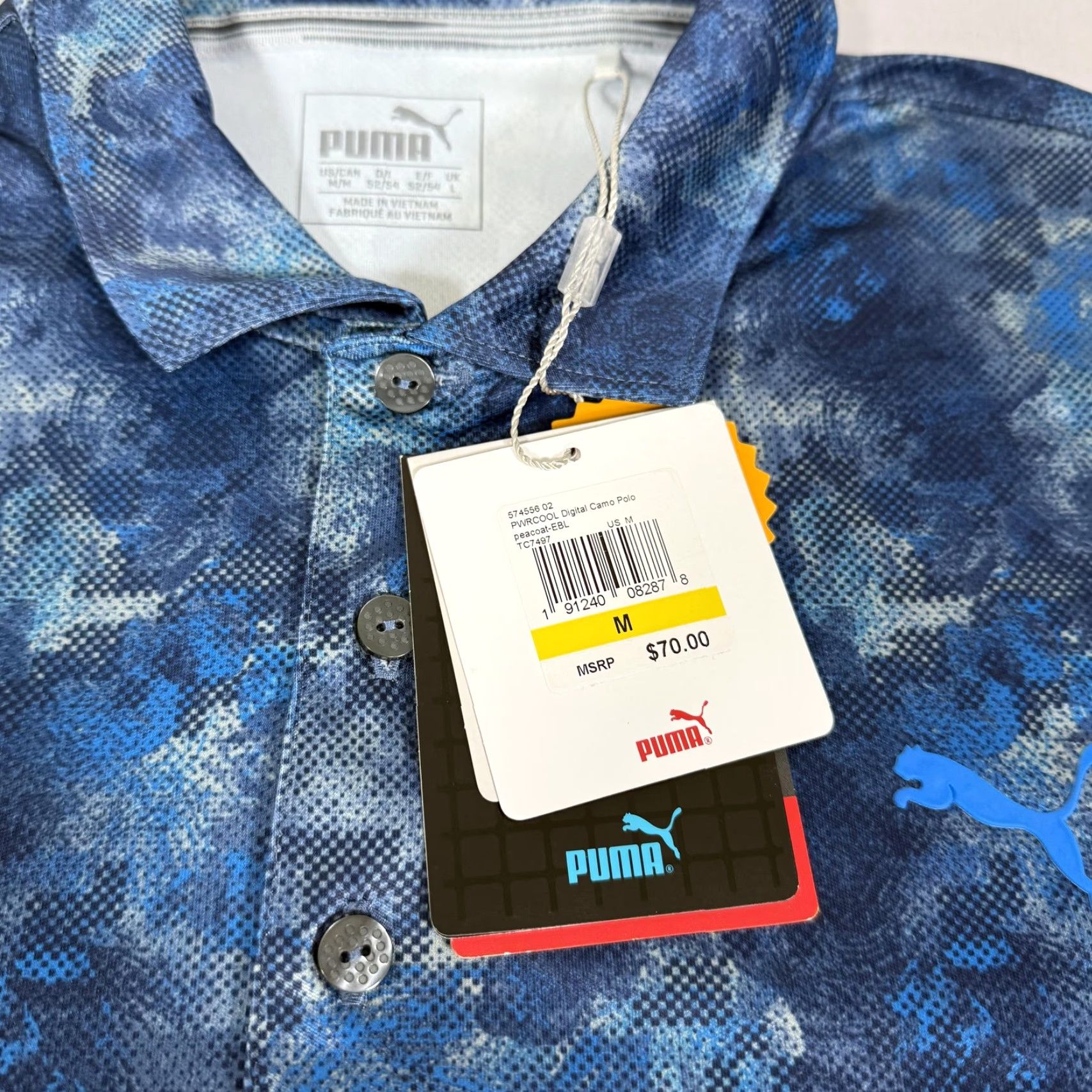 Puma Puma Shirt Mens Medium Blue Camo Paradiso Drycell Performance UPF 40 New Size US M / EU 48-50 / 2 - 4 Thumbnail