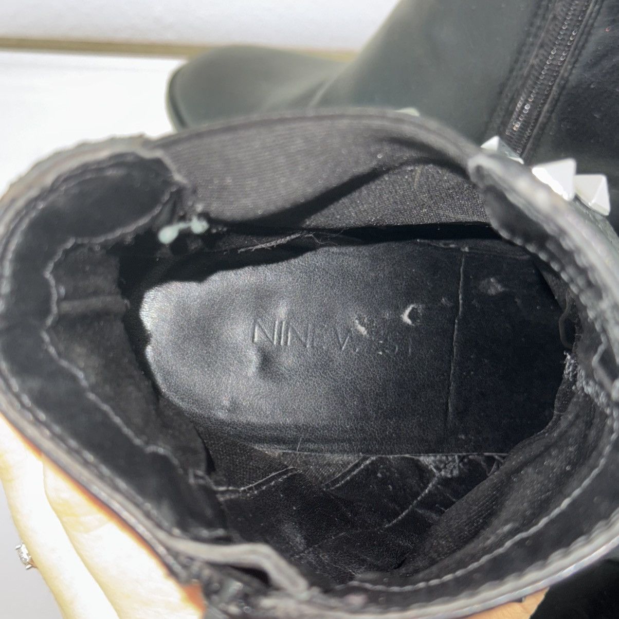Nine West NINE WEST Black Faux Leather Donda Silver Stud Ankle Boots Size US 8.5 / IT 38.5 - 12 Thumbnail