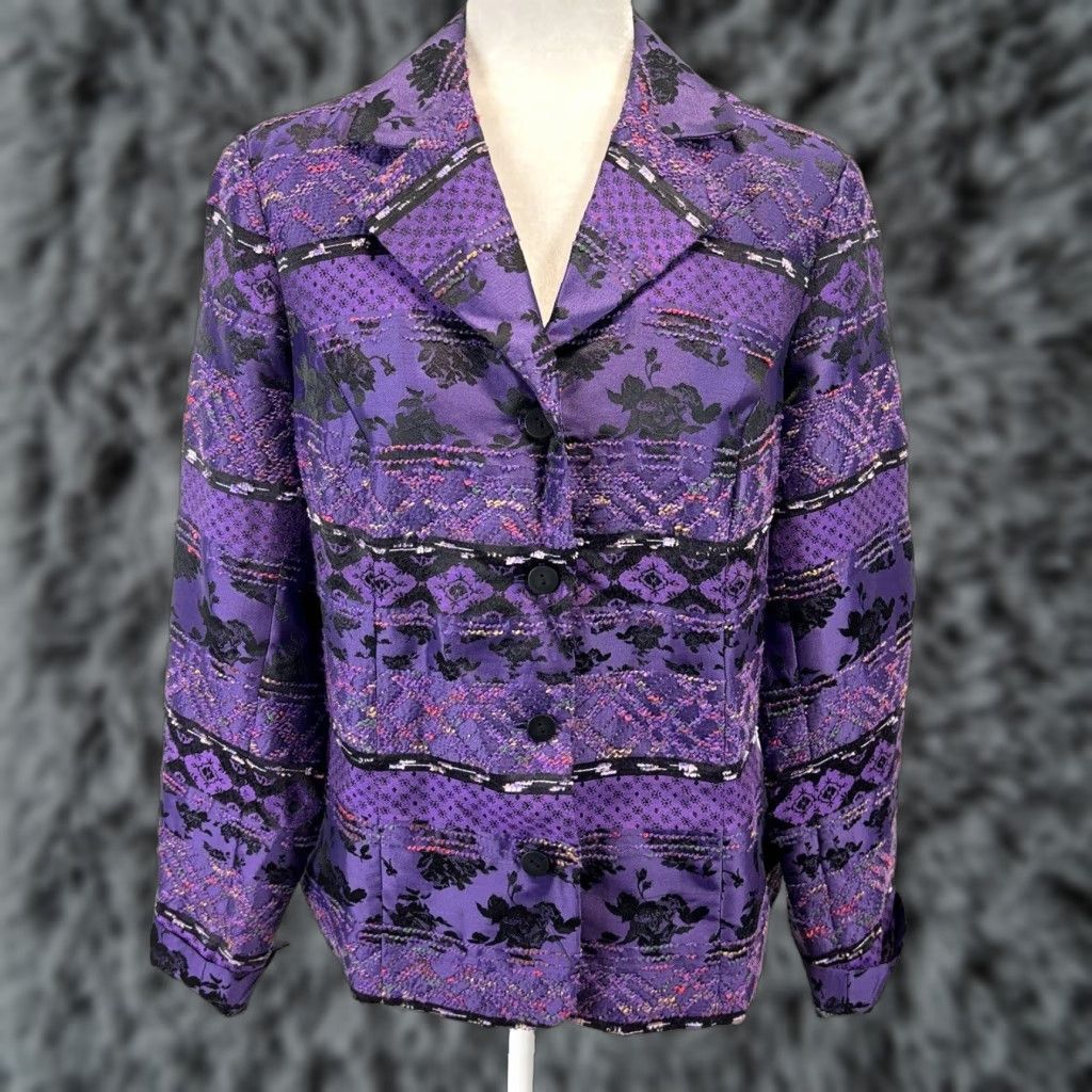 Coldwater Creek Coldwater Creek Embroidered Blazer Jacket M Purple Black Textured Western Vibes Size M / US 6-8 / IT 42-44 - 1 Thumbnail