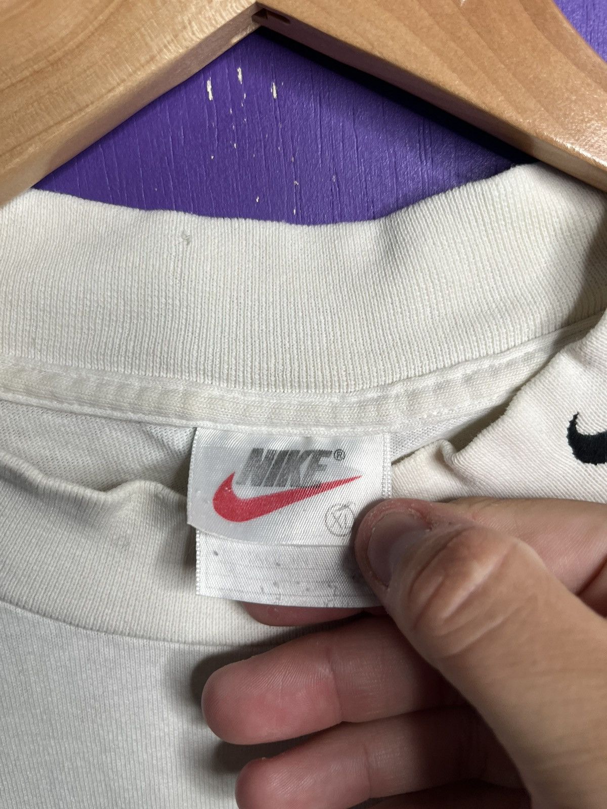 Nike × Vintage Vintage 90s Nike mockneck logo t-shirt Size US XL / EU 56 / 4 - 4 Thumbnail