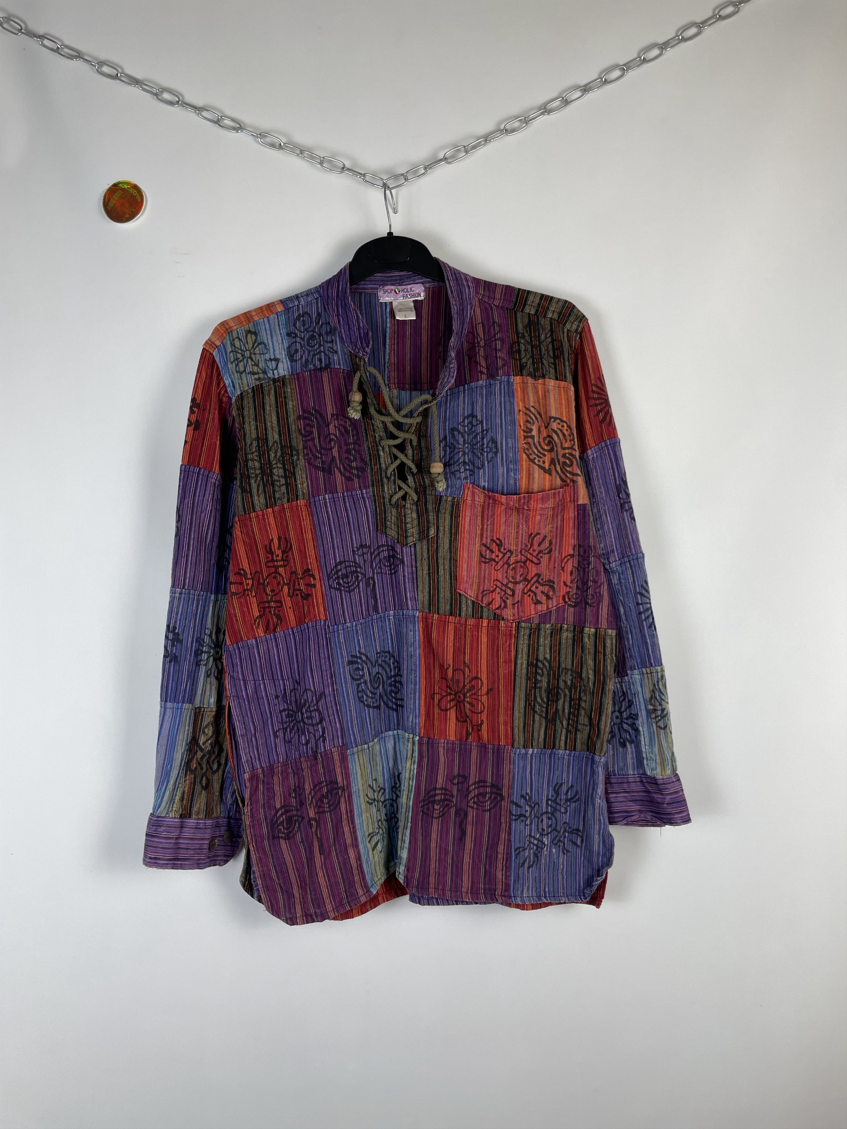 Japanese Brand Nepal Traditional Handmade Patchwork Shirt Custom Size US L / EU 52-54 / 3 - 1 Thumbnail