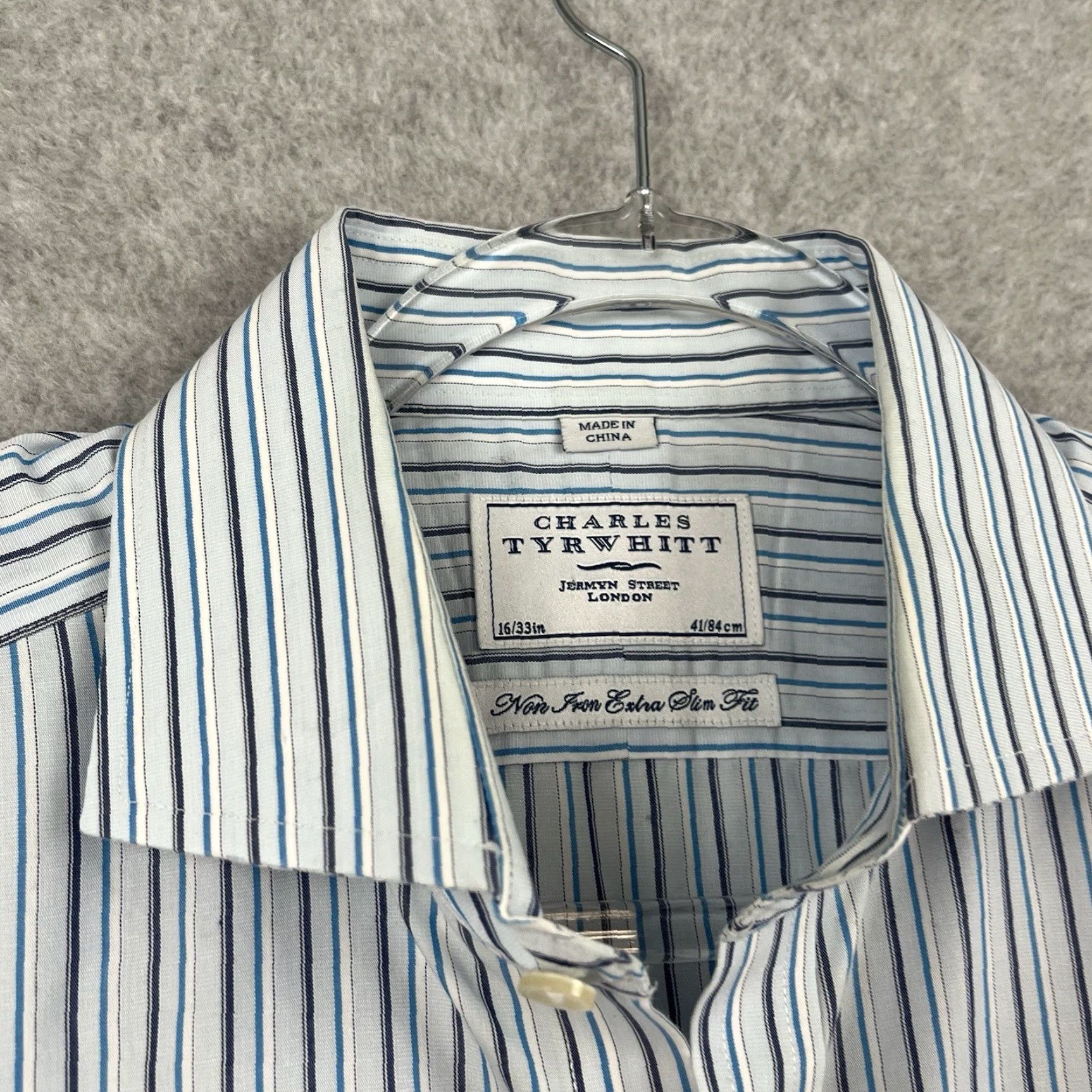 Charles Tyrwhitt Charles Tyrwhitt Dress Shirt 16 33 Non-Iron Slim Fit Multicolor Vertical Striped Size 42R - 5 Thumbnail