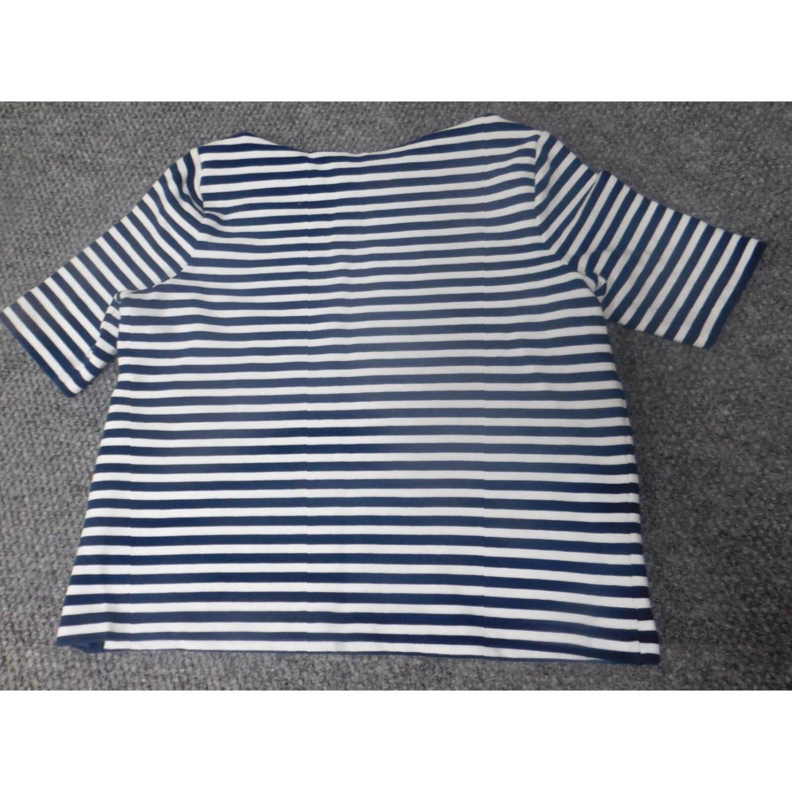 Ralph Lauren Lauren Ralph Lauren Blouse Womens Medium Blue Striped Pullover Short Sleeve Round Neck Stretch Casual Regular Size M / US 6-8 / IT 42-44 - 7 Thumbnail