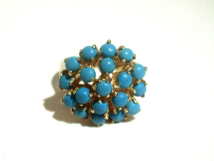 Handmade Round Cluster 18kt Gold Vermeil Silver Cocktail Ring Size ONE SIZE - 1 Thumbnail