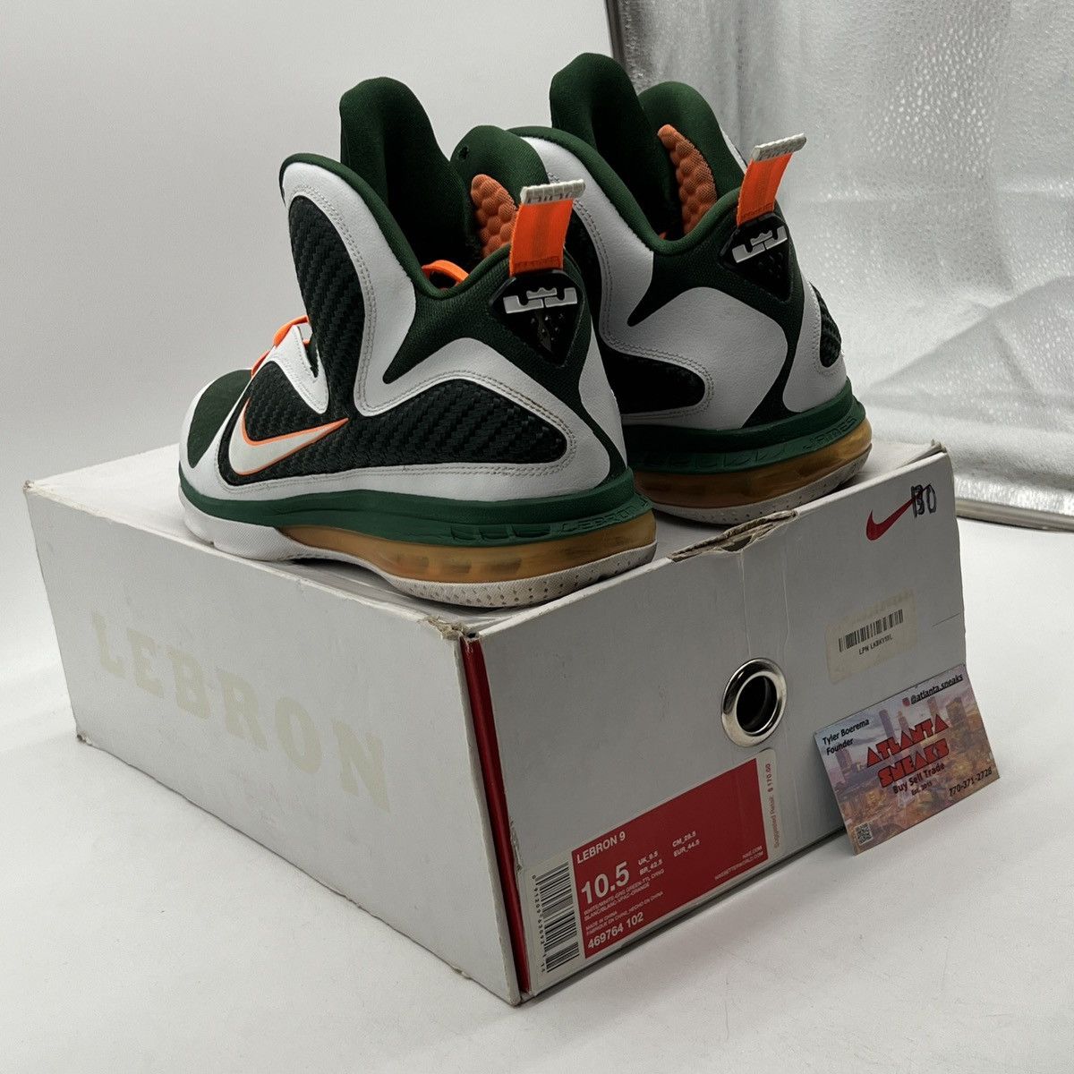 Nike Lebron 9 Miami Hurricanes Size US 10.5 / EU 43-44 - 4 Thumbnail