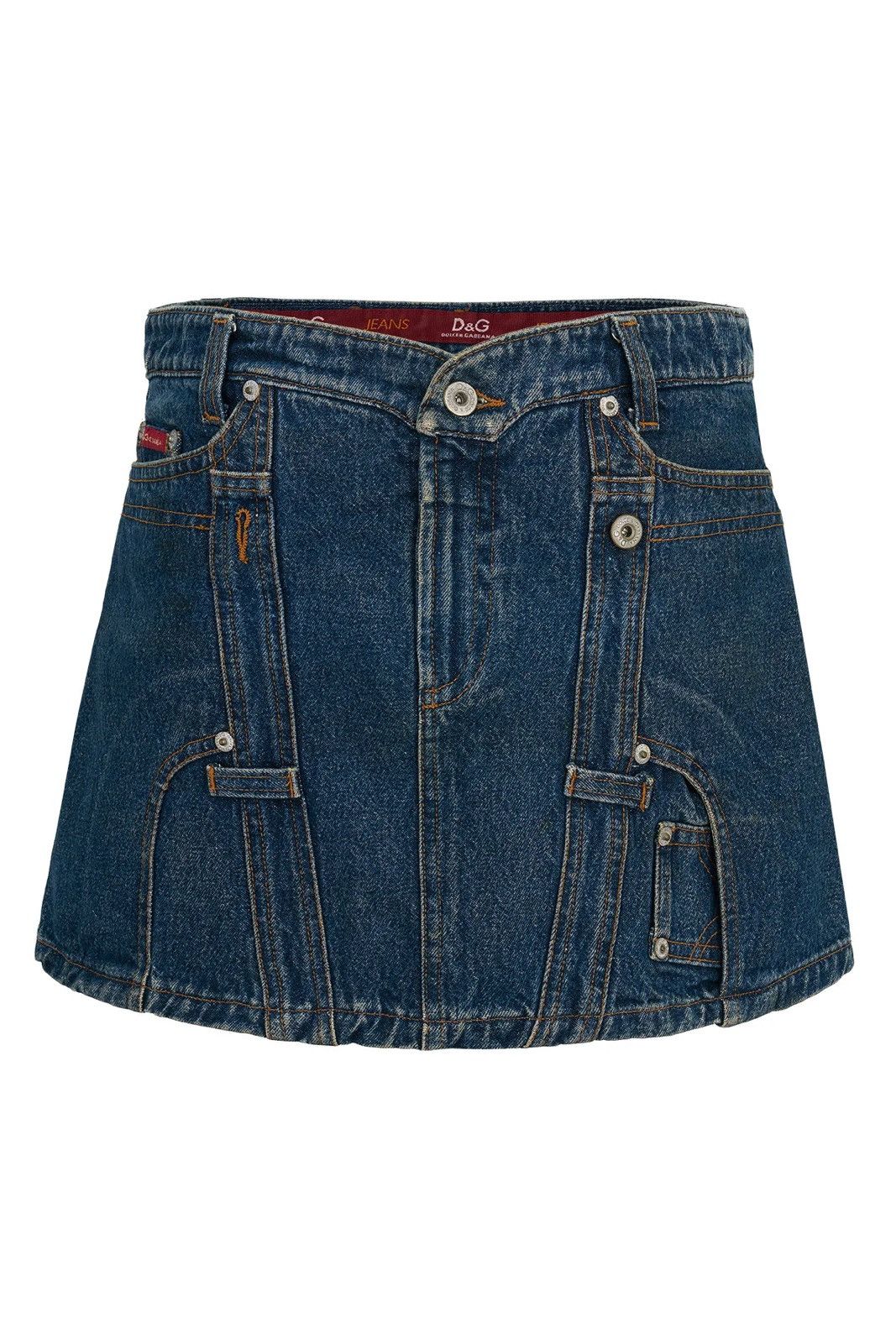 image of Dolce Gabbana D&g Spring 2004 Deconstructed Denim Mini Skirt in Blue, Women's (Size 27)