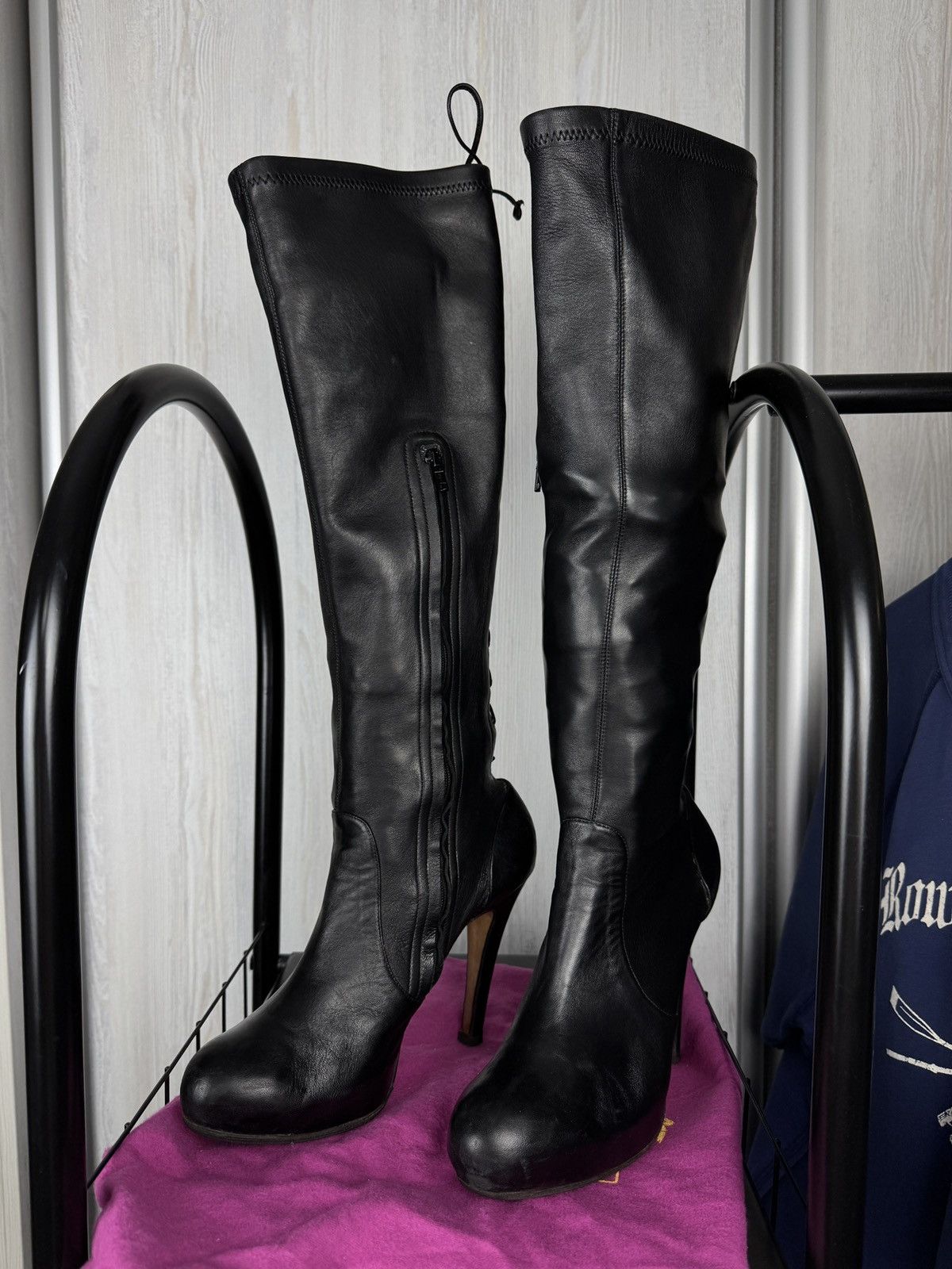 Etro ETRO black soft leather knee length heel boots Size US 9.5 / IT 39.5 - 13 Thumbnail