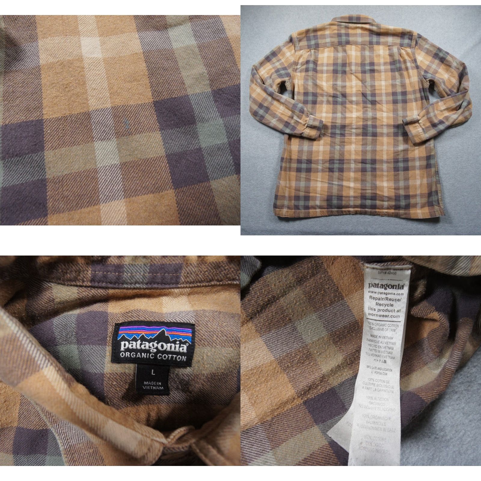 Patagonia Patagonia Shirt Mens Large Beige Button Down Fjord Flannel Plaid Outdoors Adult Size US L / EU 52-54 / 3 - 8 Thumbnail