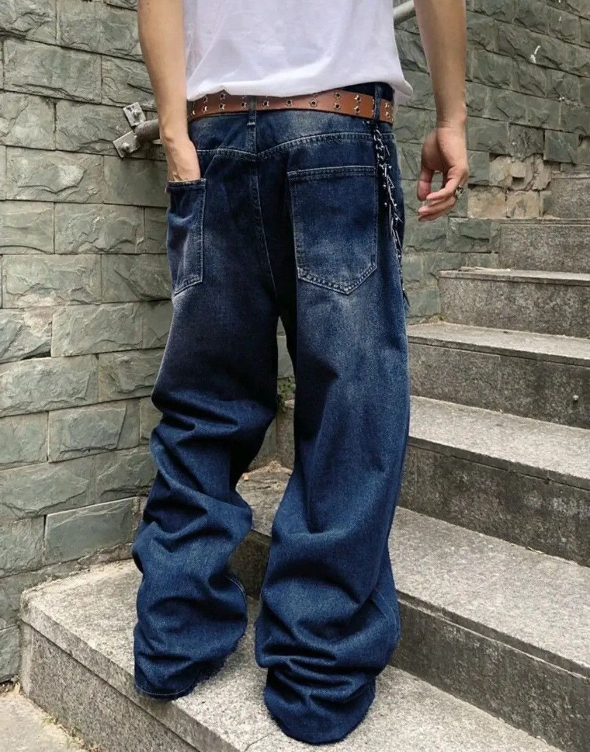Japanese Brand × Jean Solid Color Simple Style Baggy Jeans Daily sh Size US 33 - 6 Thumbnail