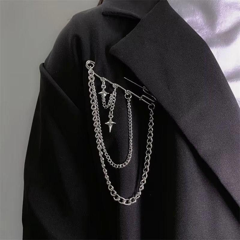 Jewelry STAR Chain Brooch Decoration Tassel Chain Pin Size ONE SIZE - 4 Thumbnail