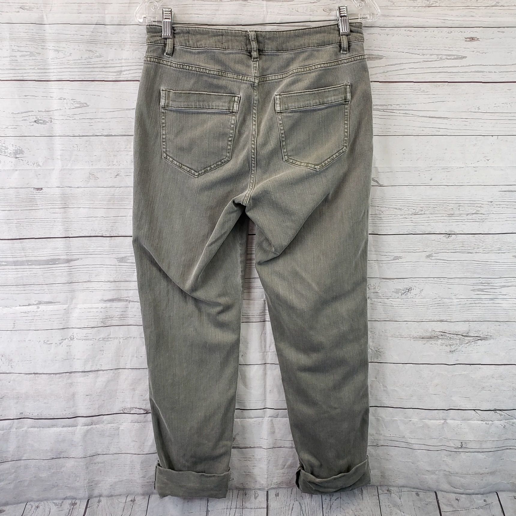 J. Jill J Jill Womens Cropped Jeans Sz 6 Solid Green High Rise Straight Leg Size 28" / US 6 / IT 42 - 3 Thumbnail