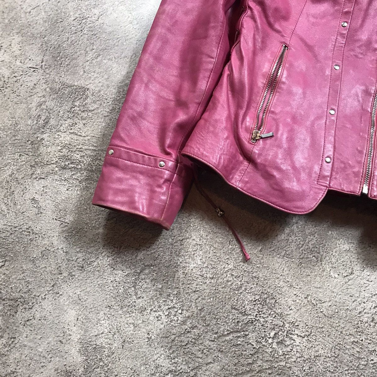 Vintage Vintage Y2K Magenta Leather Jacket Streetwear Embroidered L Size L / US 10 / IT 46 - 4 Thumbnail