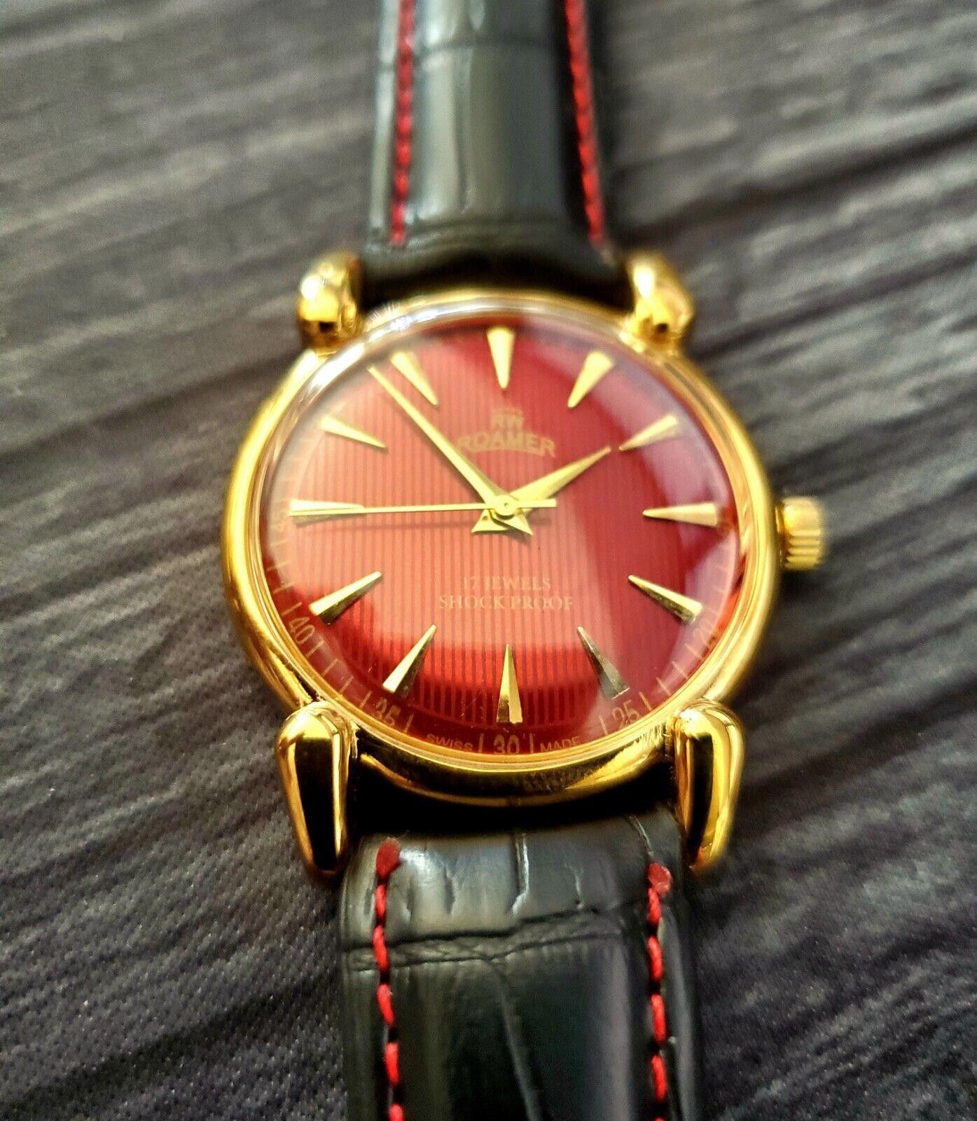 image of Designer Roamer Brevete Swiss Mens Manual Watch Red Teaked Dial, Women's