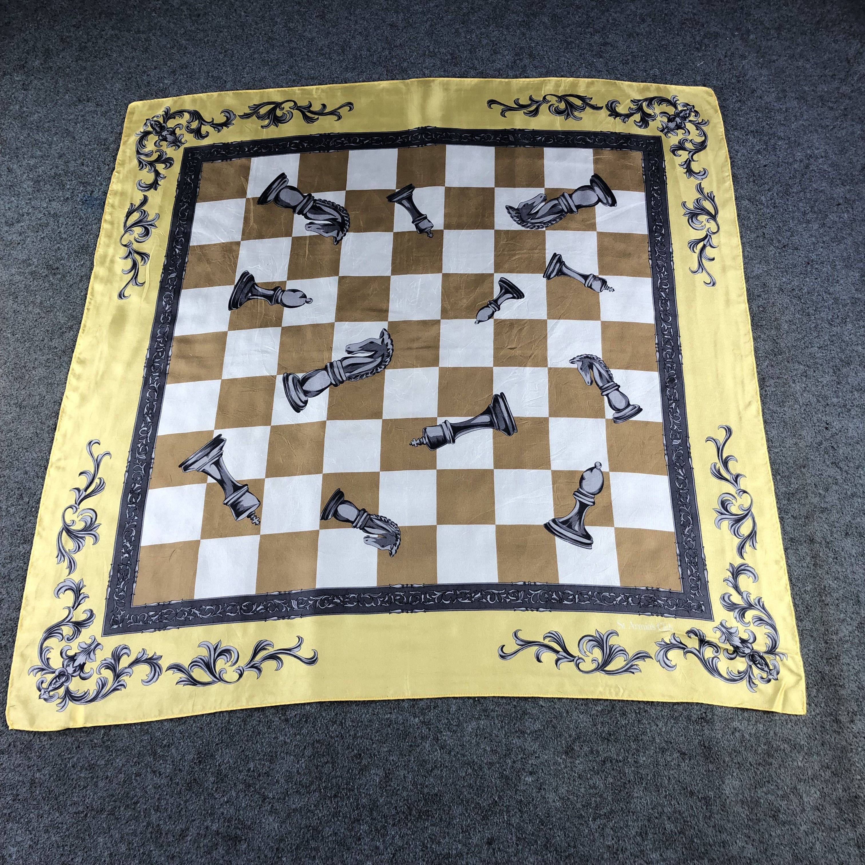 Japanese Brand St. Armin's Club Chess Board Silk Scarf M878 Size ONE SIZE - 1 Thumbnail