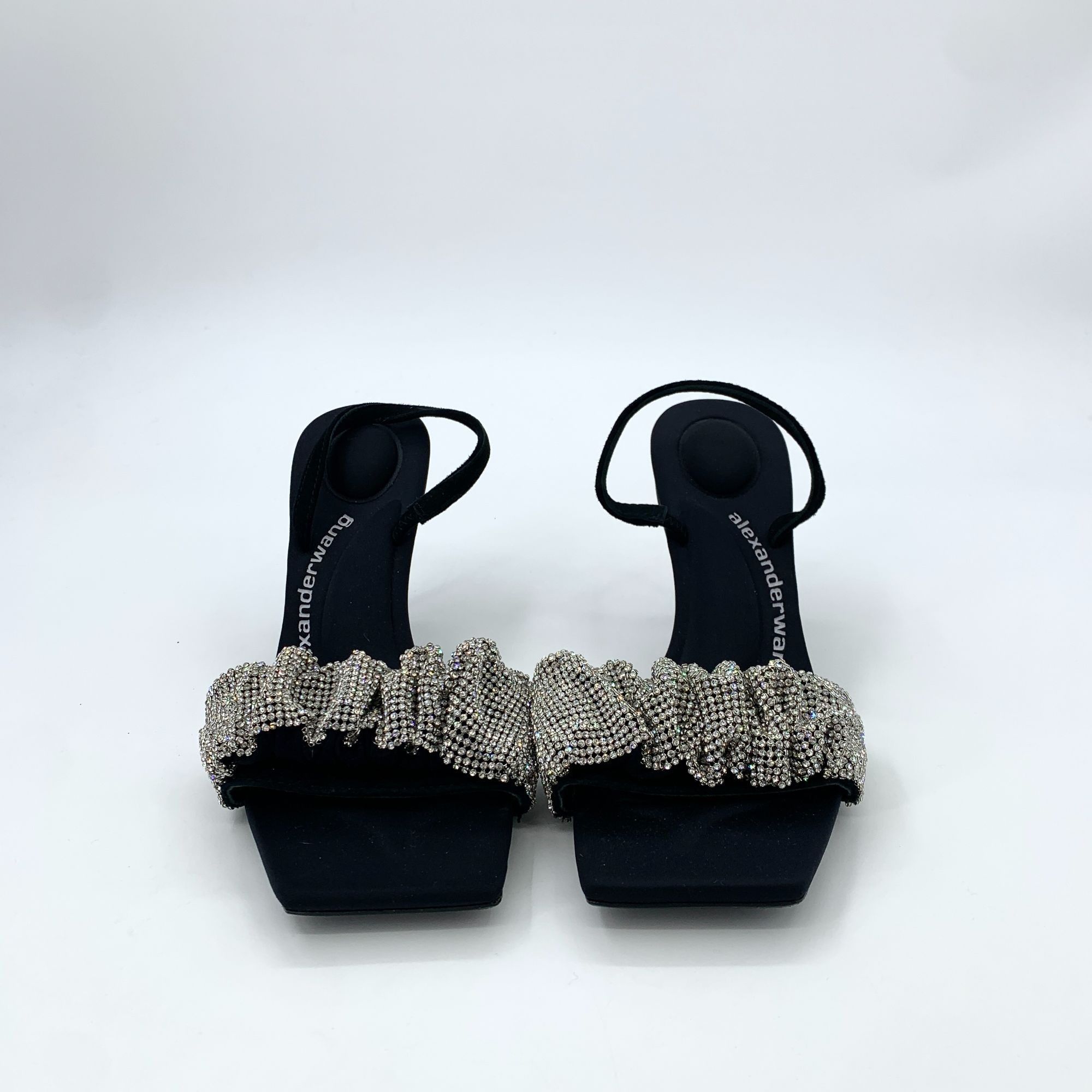 Alexander Wang Alexander Wang Satin & Rhinestone Embellished Heeled Sandals Size US 7 / IT 37 - 3 Thumbnail