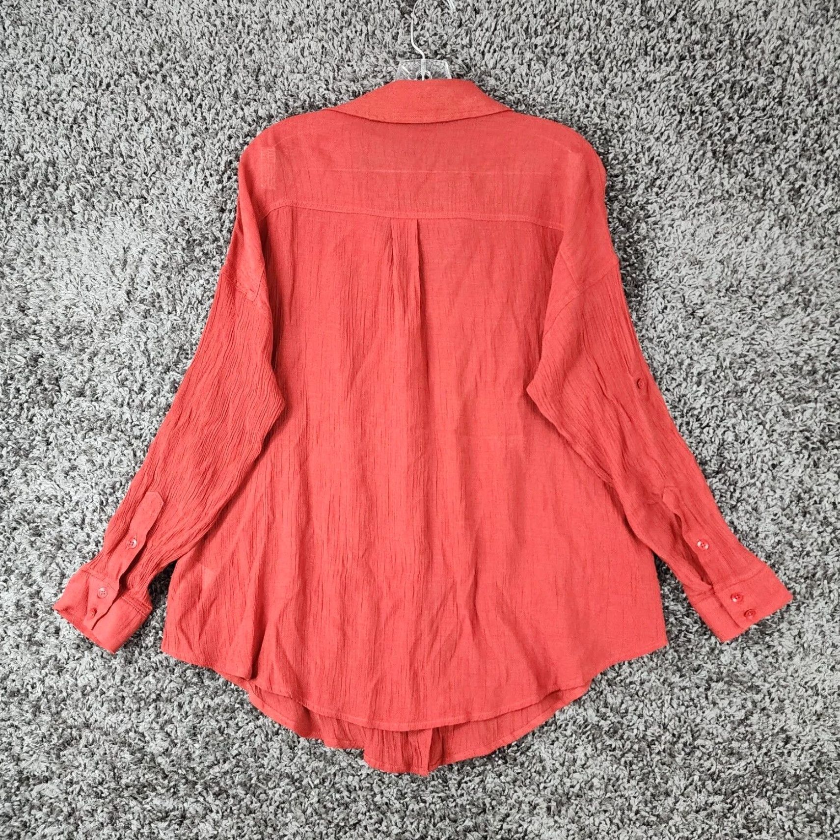 Torrid Torrid Blouse Red Long Sleeve Button Up Size 00 Women Plus Size 00 Red Torrid Womens Blouse (Adult Women) Size XXS / US 00 / IT 34 - 5 Thumbnail