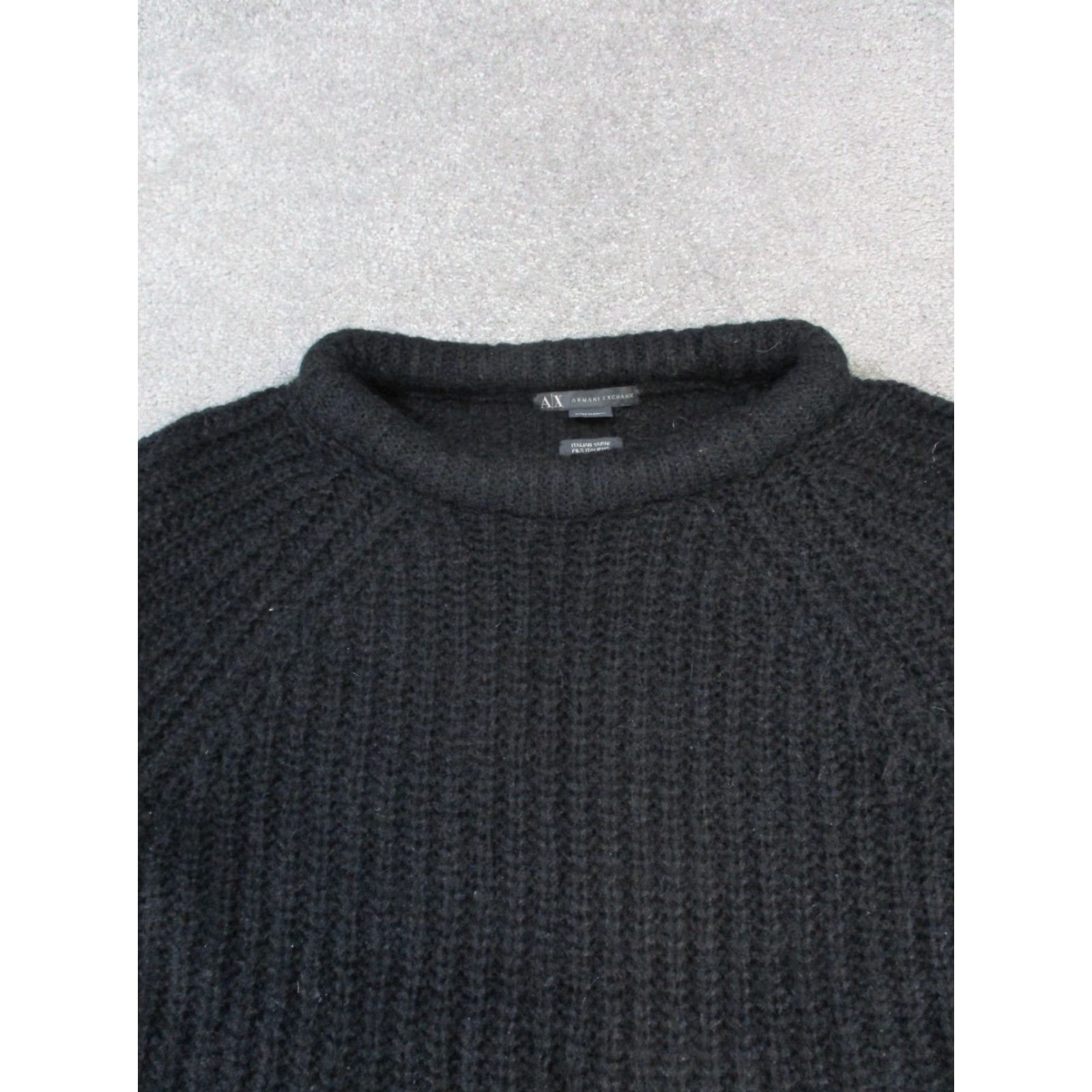 Armani Exchange VINTAGE Armani Exchange Sweater Womens 2XS Black Open-Knit Italian Pullover Long Sleeve Crew Neck Size XXS / US 00 / IT 34 - 2 Thumbnail