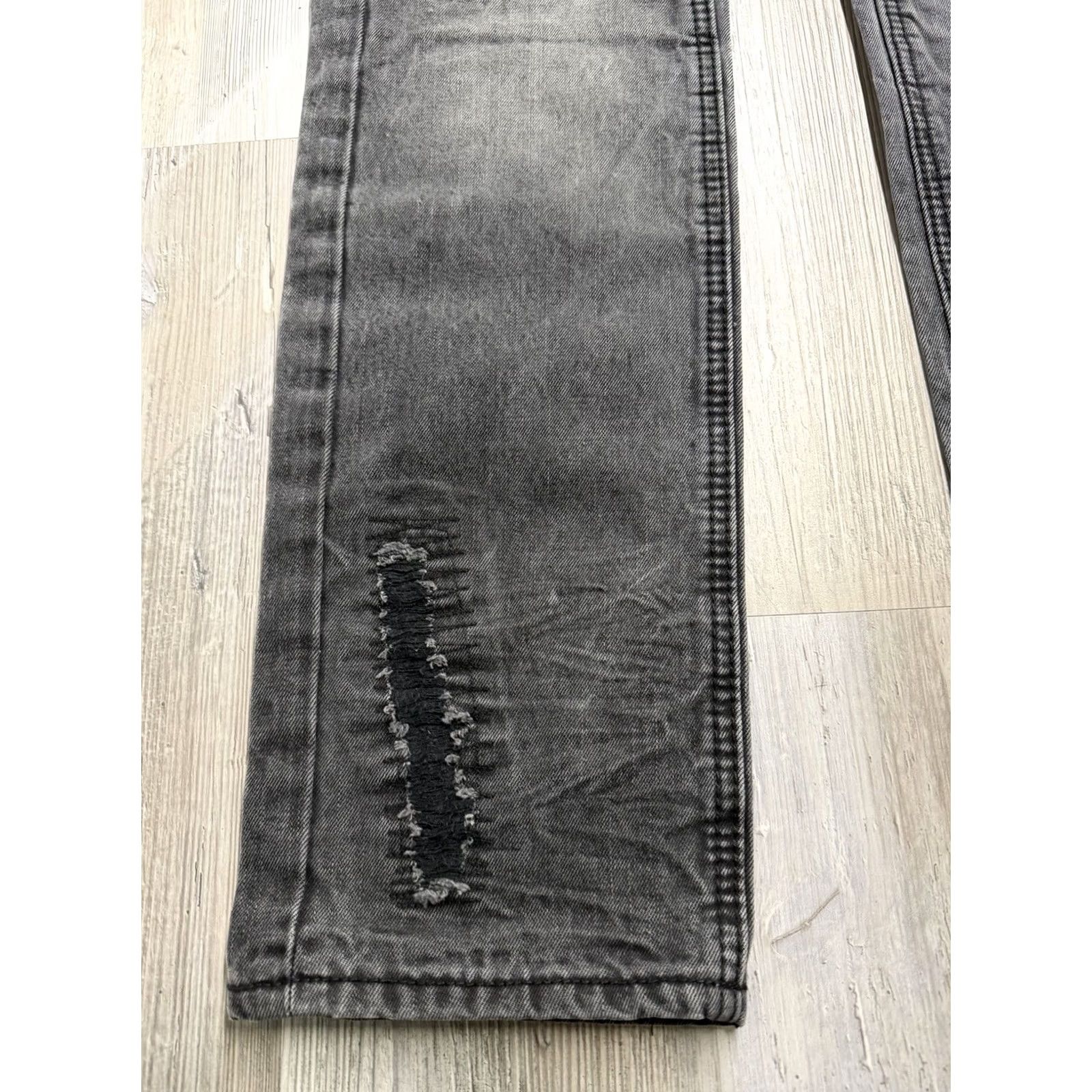 Denime MAKOBI Jeans Mens 32x32 Black Distressed Fade Slim Denim Designer City Size US 32 / EU 48 - 4 Thumbnail