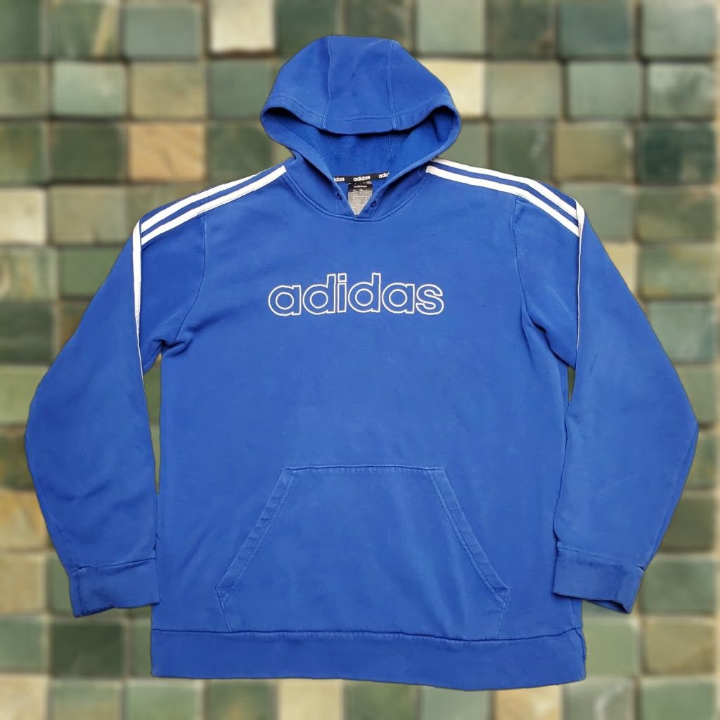 Adidas Adidas Hoodie Mens M Blue Spellout Logo Front Long Sleeve Hooded Pullover Size US M / EU 48-50 / 2 - 1 Thumbnail