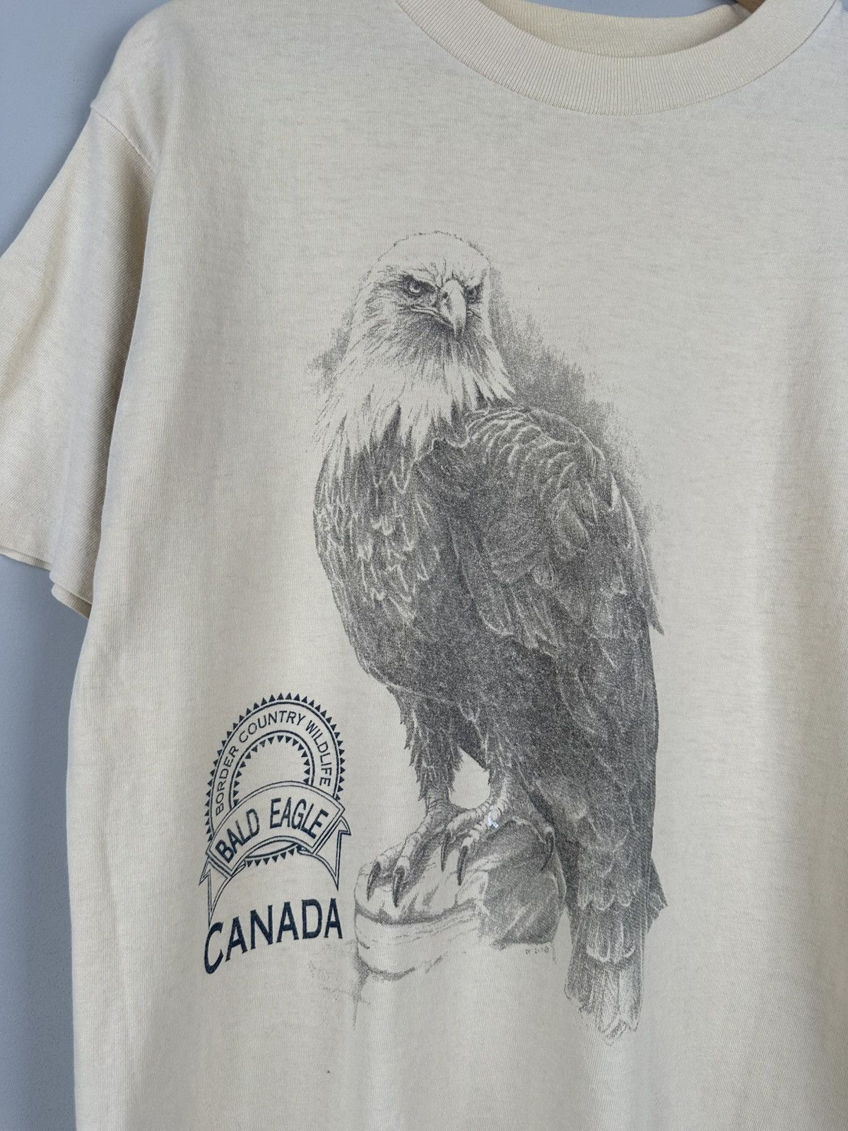 American Eagle Outfitters × Band Tees Vintage 90s Bald Eagle Canada Box Logo Tee Size US M / EU 48-50 / 2 - 2 Thumbnail