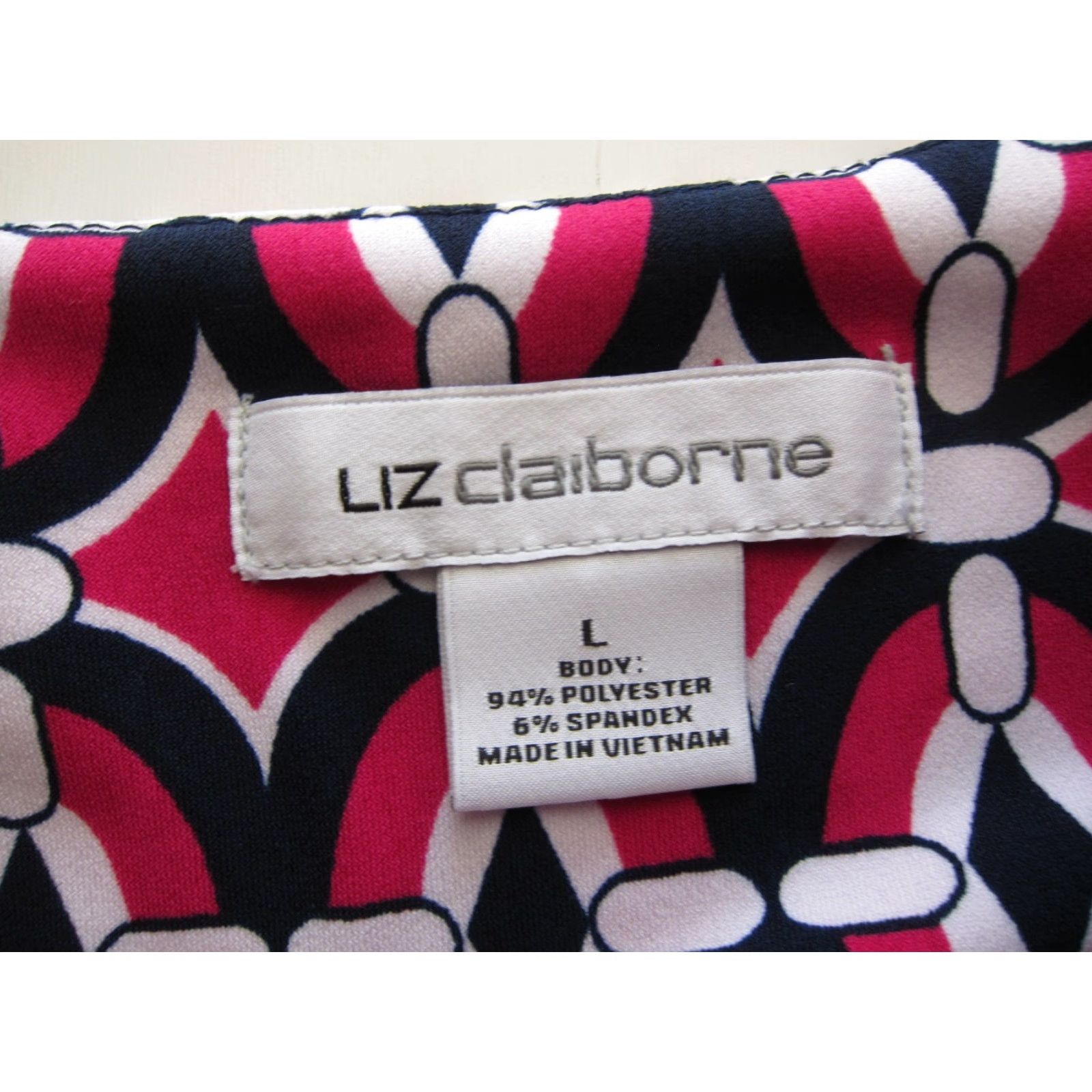 Liz Claiborne Vtg Liz Claiborne Pink Blue White Geometric Stretch Sleeveless Sheath Dress L Size L / US 10 / IT 46 - 4 Thumbnail