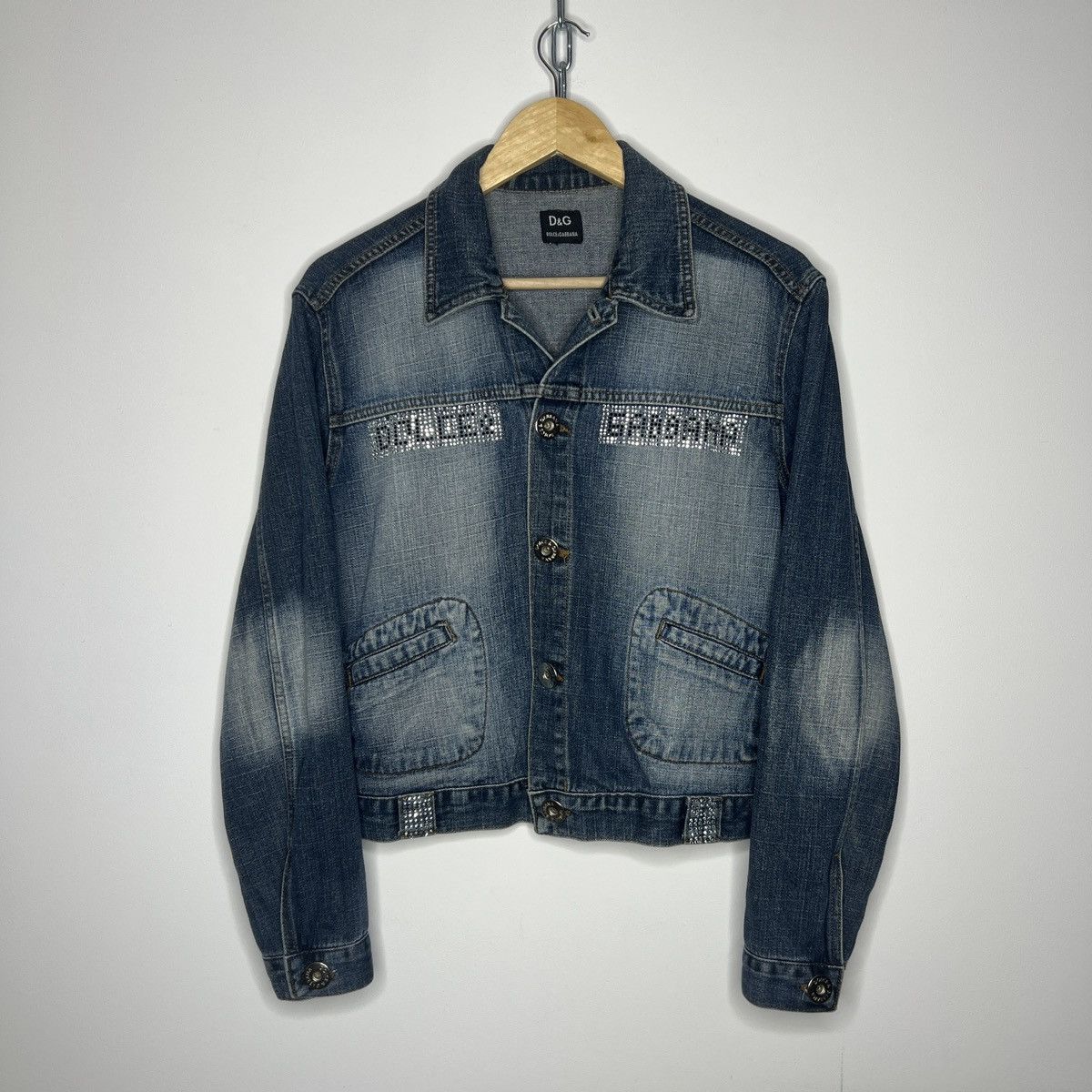 Dolce & Gabbana × Vintage Vintage Dolce Gabbana Denim Jacket Swarovski Big Logo Size M / US 6-8 / IT 42-44 - 1 Thumbnail