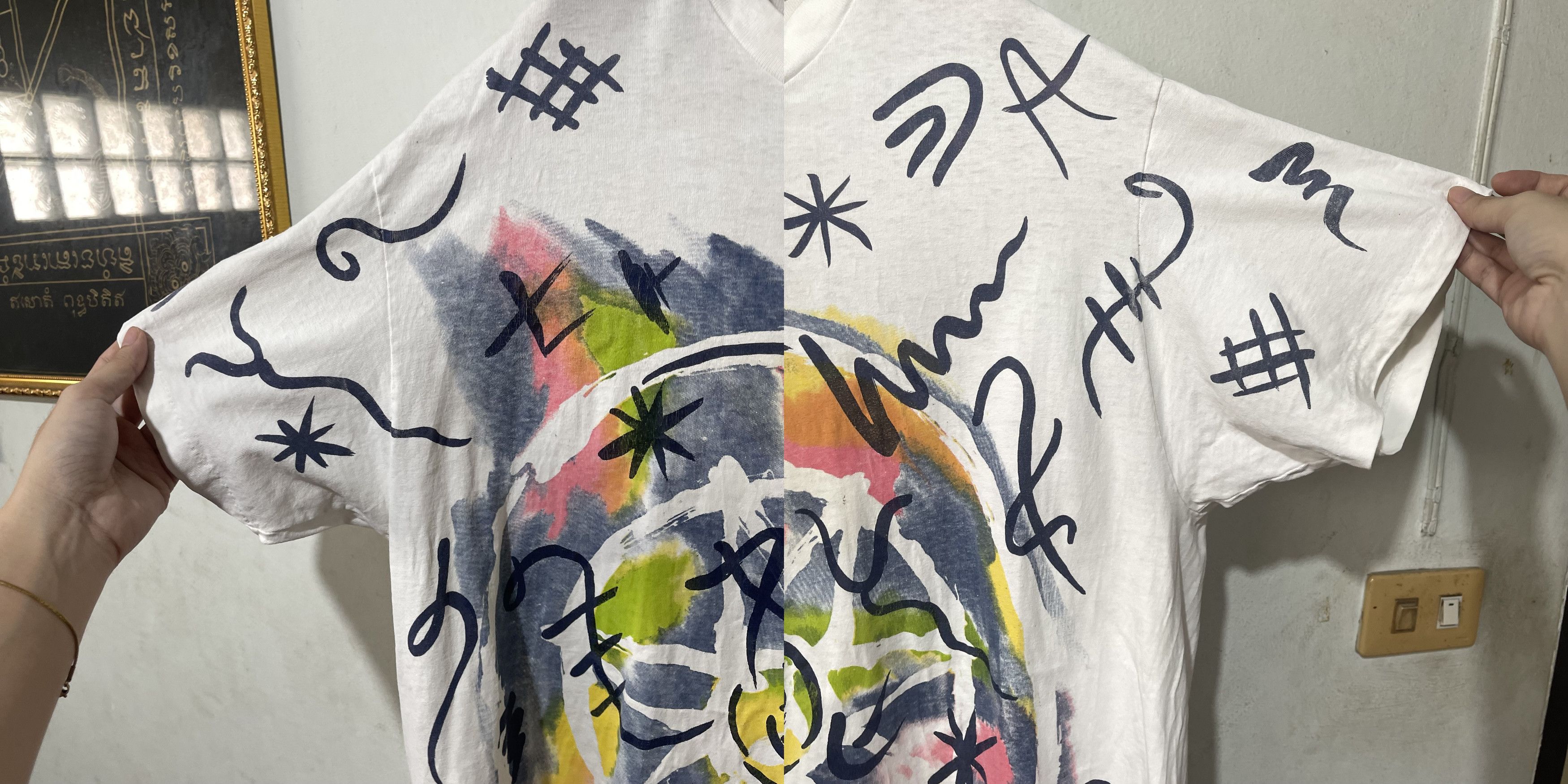 Vintage Vintage 90s Jacques Moret Abstract Art Shirt Size US L / EU 52-54 / 3 - 5 Thumbnail