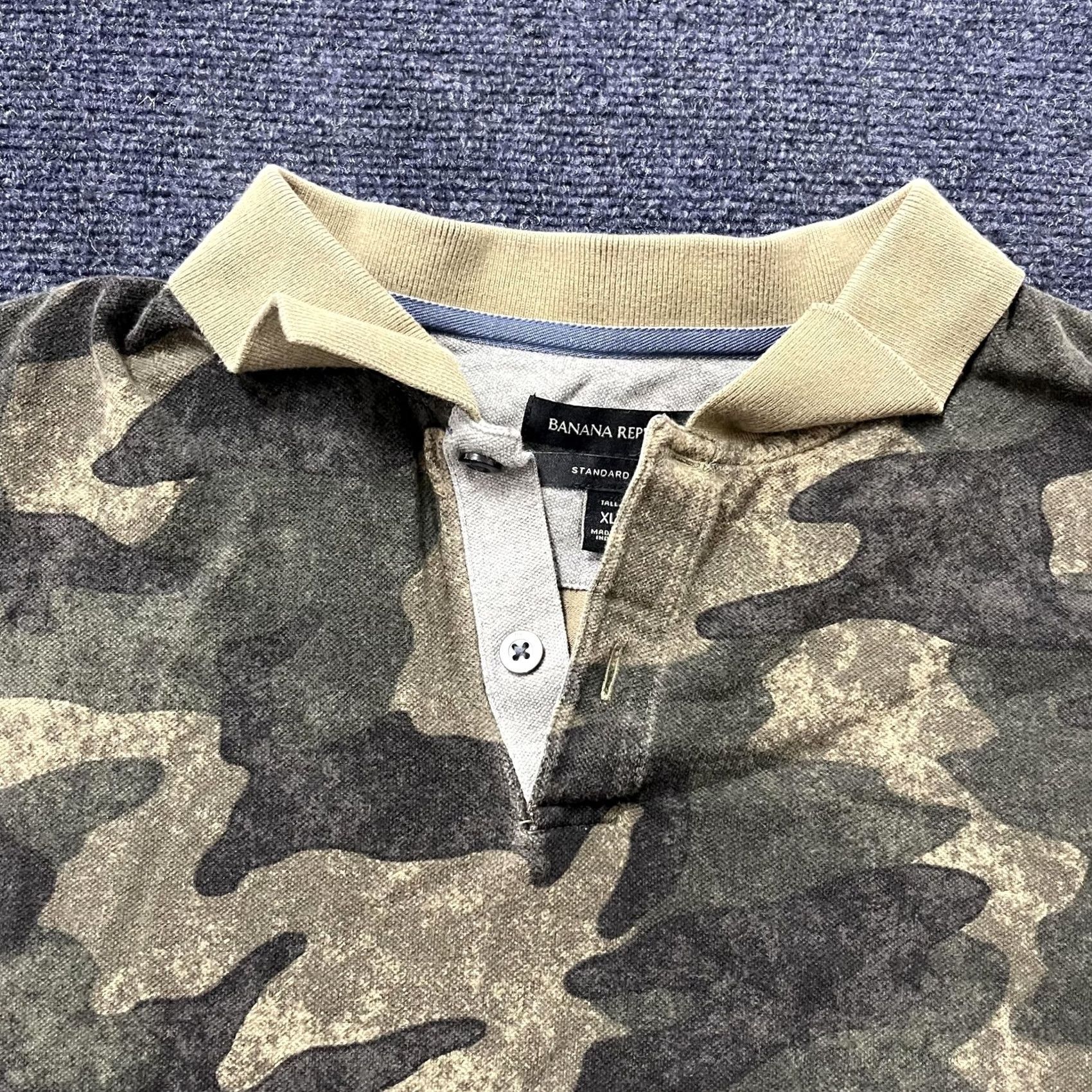 Banana Republic Banana Republic Polo Shirt Mens XLT Green Camouflage Stretch Short Sleeve Standard Fit Size US XL / EU 56 / 4 - 3 Thumbnail