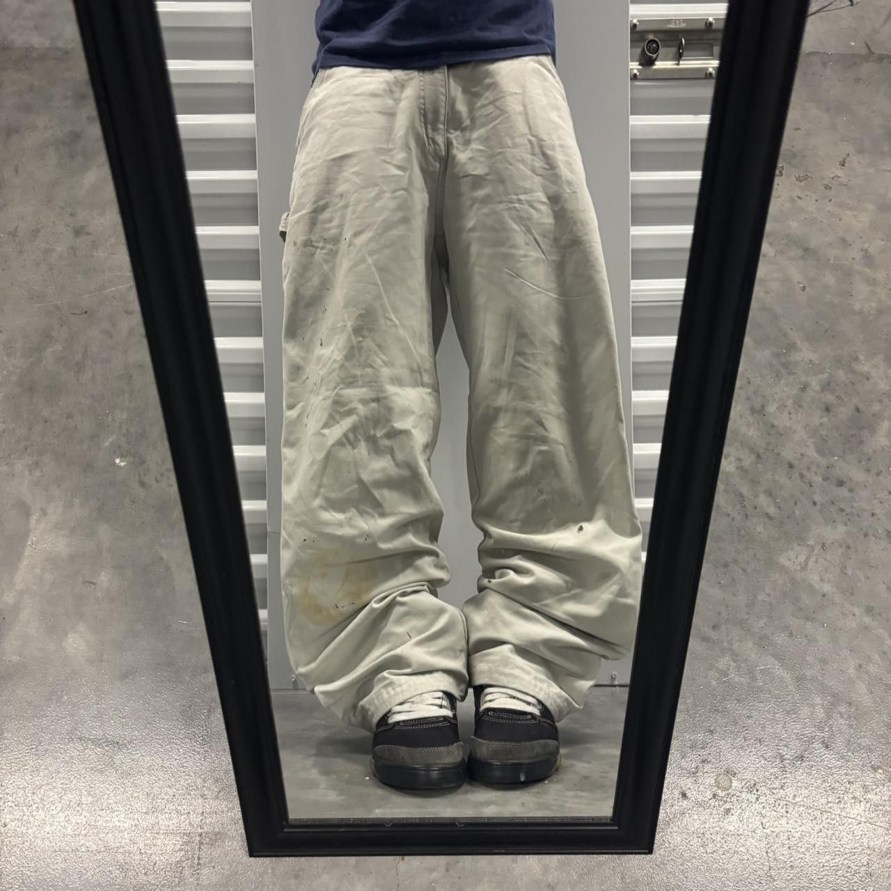 Japanese Brand × Vintage Crazy Vintage Y2K/2000s Baggy White Streetwear Workwear Skater Carpenter Pants! Size US 33 - 1 Thumbnail
