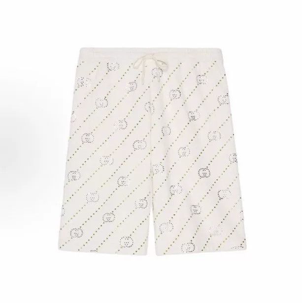 Gucci Gucci Logo Rhinestone White Shorts Size 22" - 1 Thumbnail
